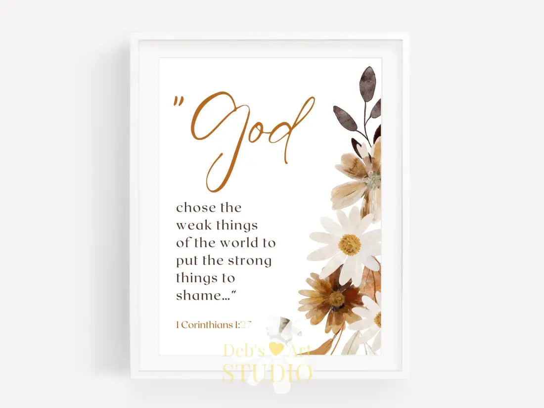 1 Corinthians 1:27 Bible Verse Wall Art | Christian Farmhouse Decor | JW Pioneer Gifts | JW Baptism Gift | Fall Floral