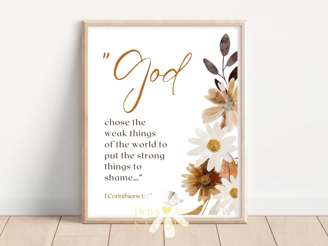 1 Corinthians 1:27 Bible Verse Wall Art | Christian Farmhouse Decor | JW Pioneer Gifts | JW Baptism Gift | Fall Floral