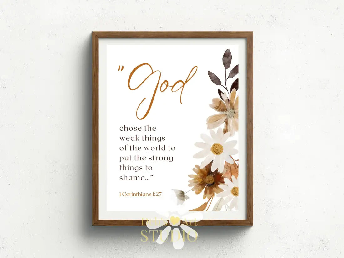 1 Corinthians 1:27 Bible Verse Wall Art | Christian Farmhouse Decor | JW Pioneer Gifts | JW Baptism Gift | Fall Floral