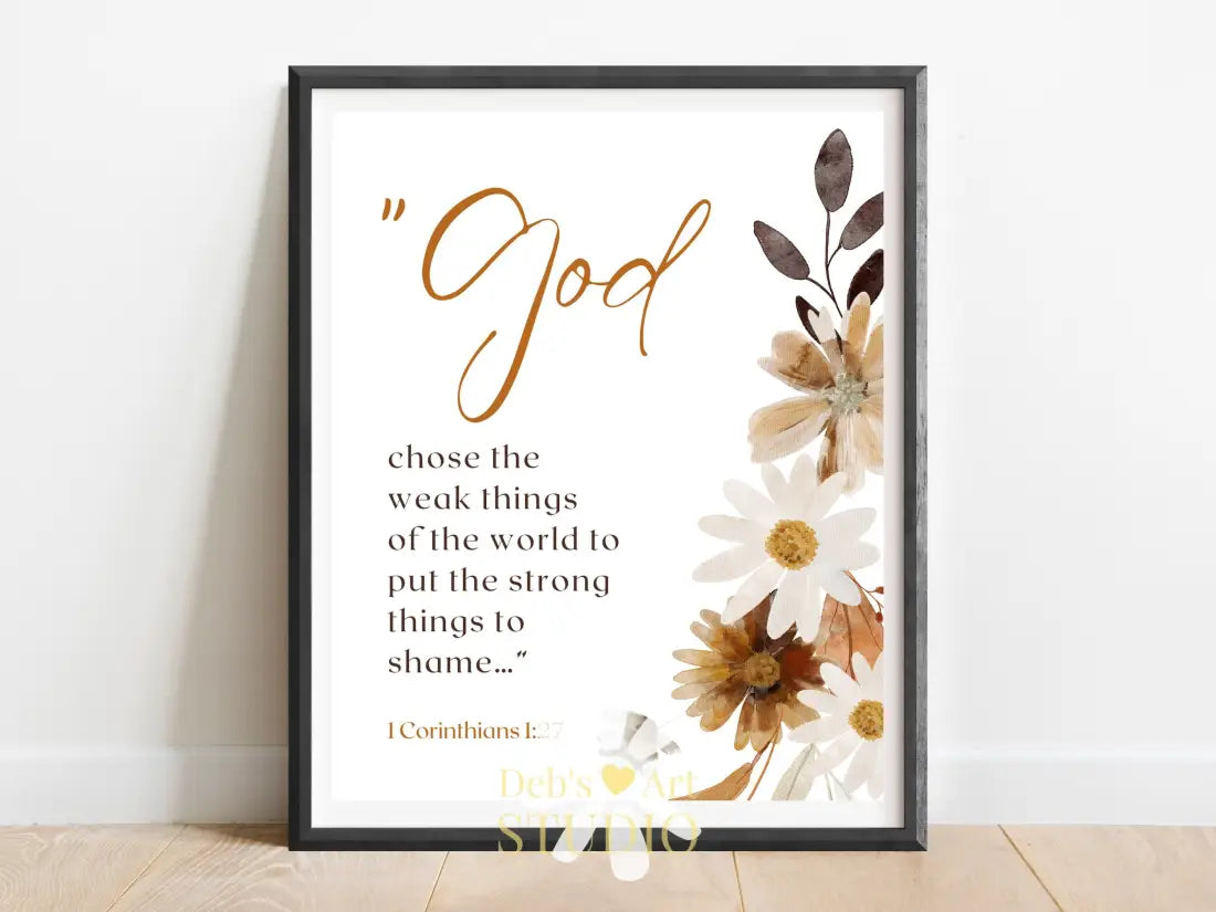 1 Corinthians 1:27 Bible Verse Wall Art | Christian Farmhouse Decor | JW Pioneer Gifts | JW Baptism Gift | Fall Floral