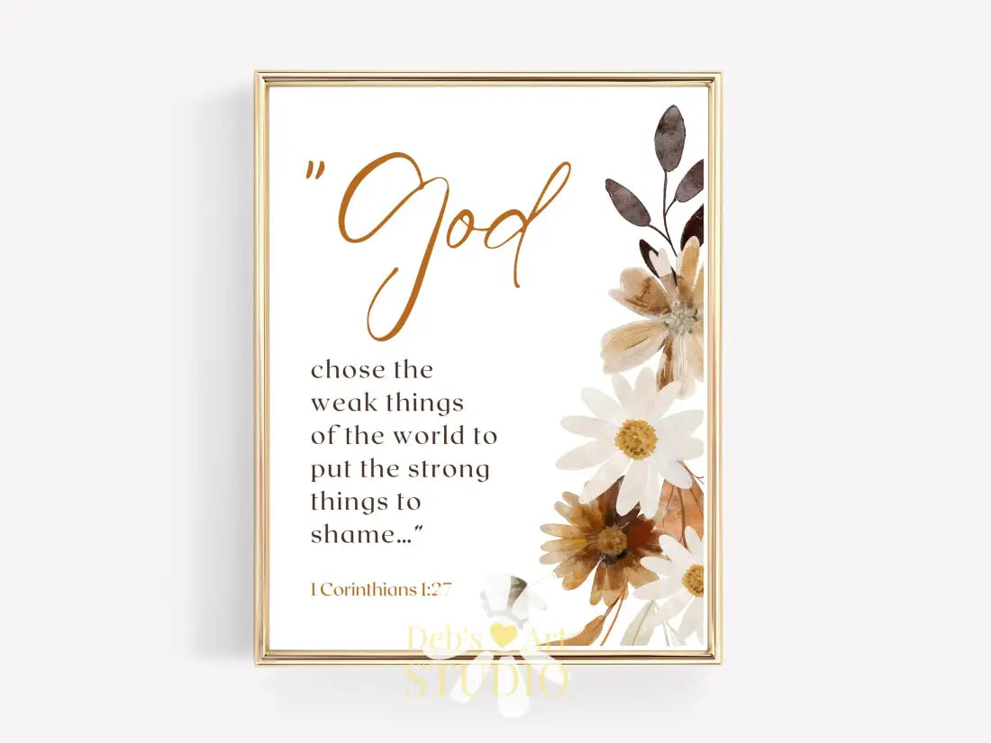 1 Corinthians 1:27 Bible Verse Wall Art | Christian Farmhouse Decor | JW Pioneer Gifts | JW Baptism Gift | Fall Floral