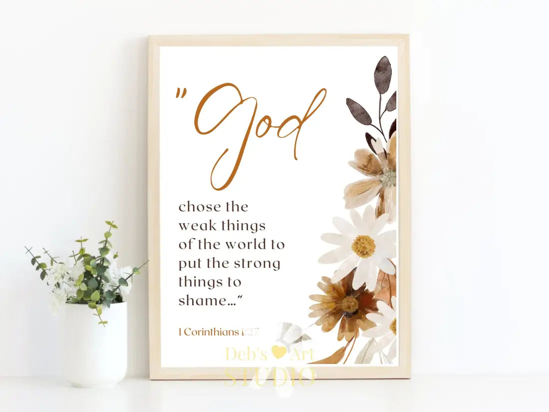 1 Corinthians 1:27 Bible Verse Wall Art | Christian Farmhouse Decor | JW Pioneer Gifts | JW Baptism Gift | Fall Floral