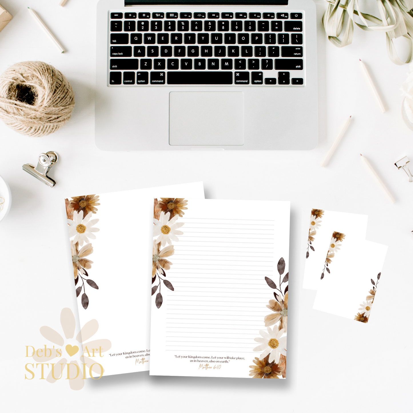 Matthew 6:10, JW Letter Writing Paper | Notepaper | Fall Boho Flowers