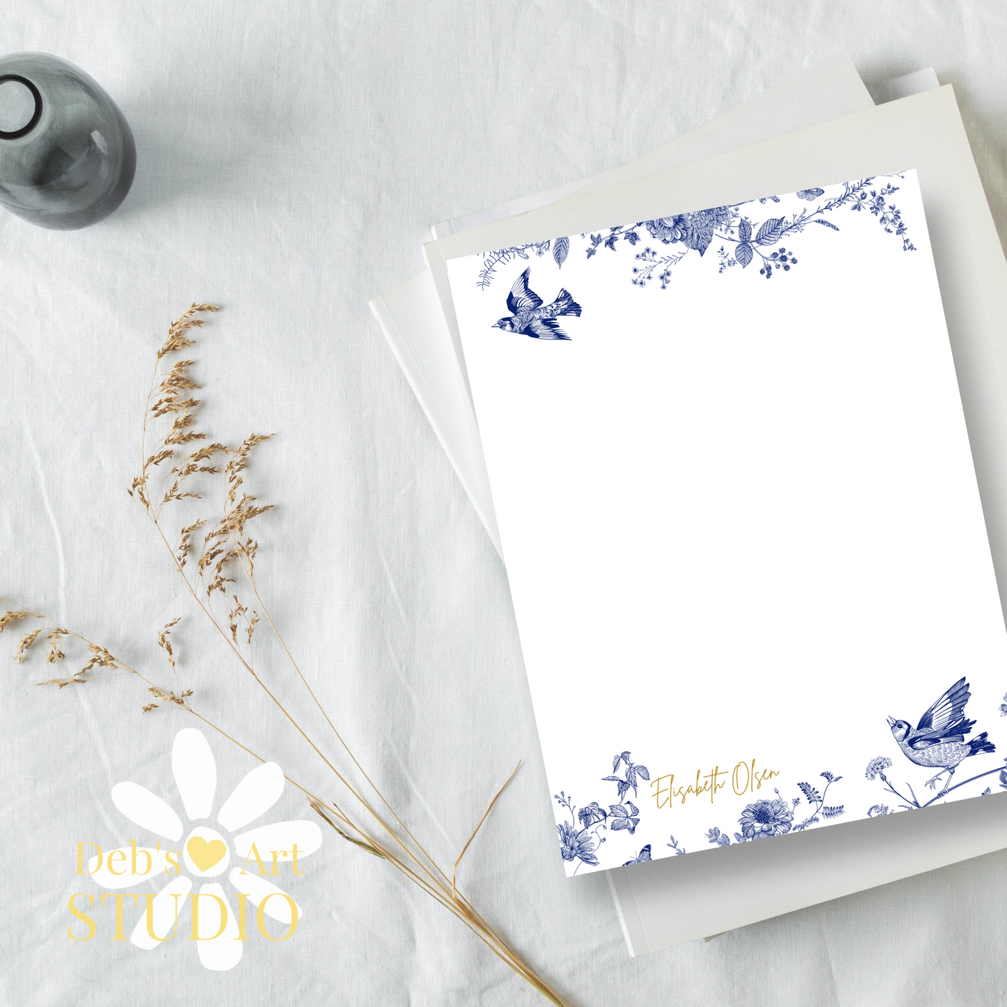 Personalised Stationery Editable | Blue Hamptons Writing Paper