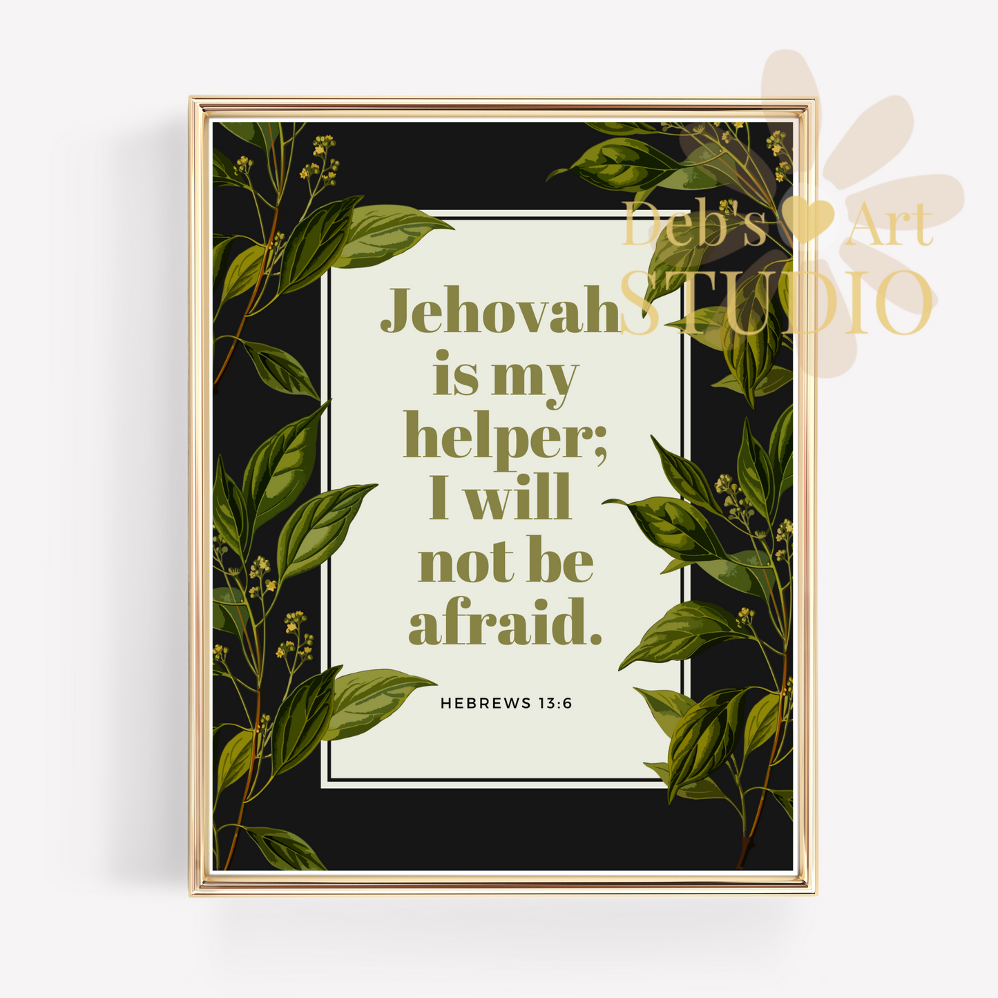 Hebrews 13:6 Bible Verse Wall Art | JW Gift | Botanical Leaves Print