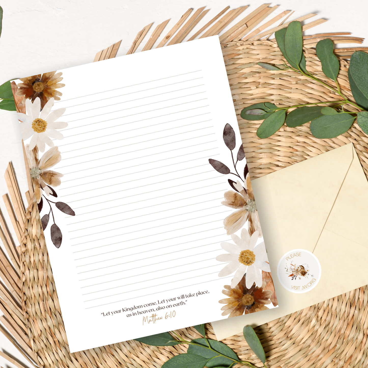 Please Visit jw.org, Envelope Stickers | Fall Boho Flowers