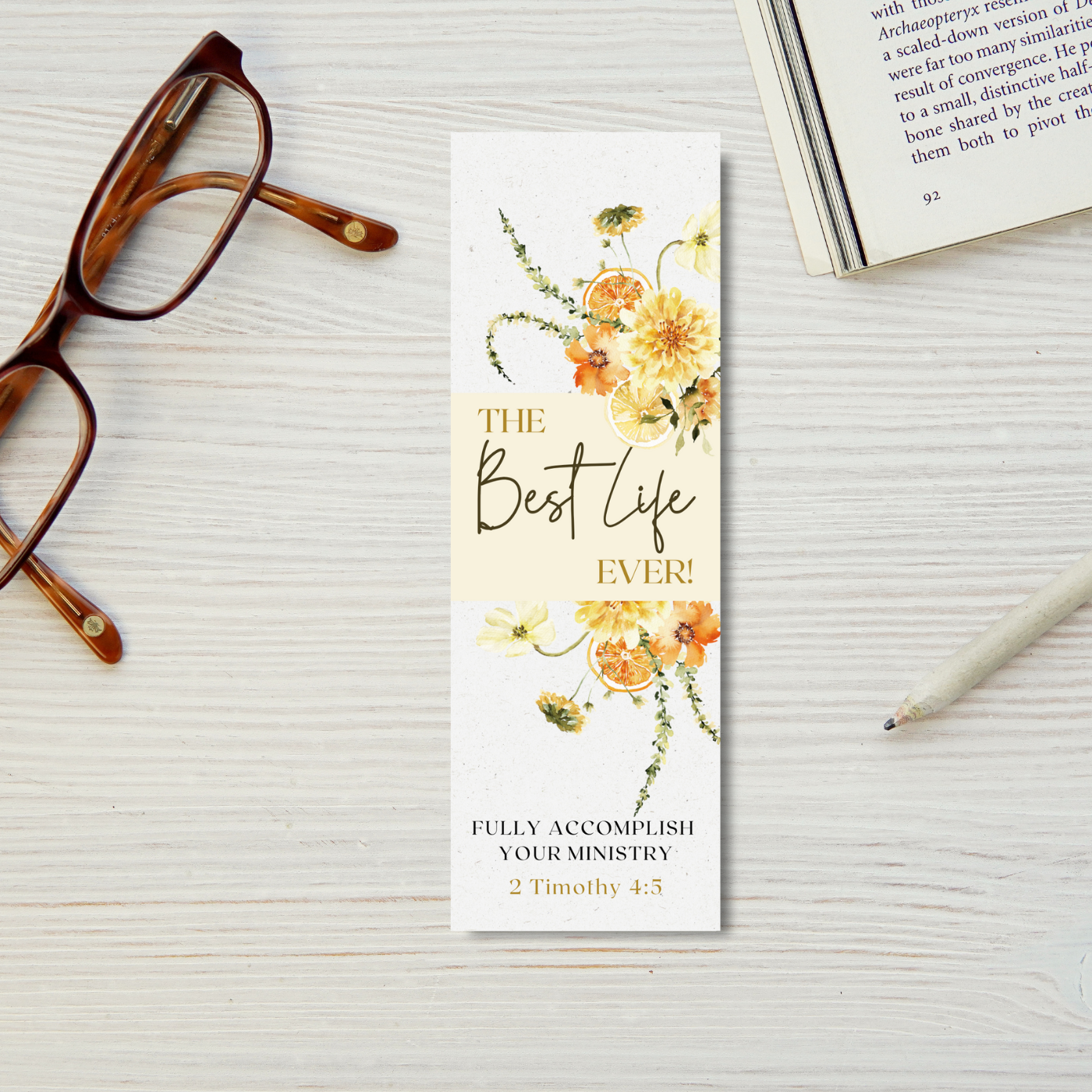 Best Life Ever | JW Gifts | Baptism | JW Bookmark | Lemon Boho Flowers