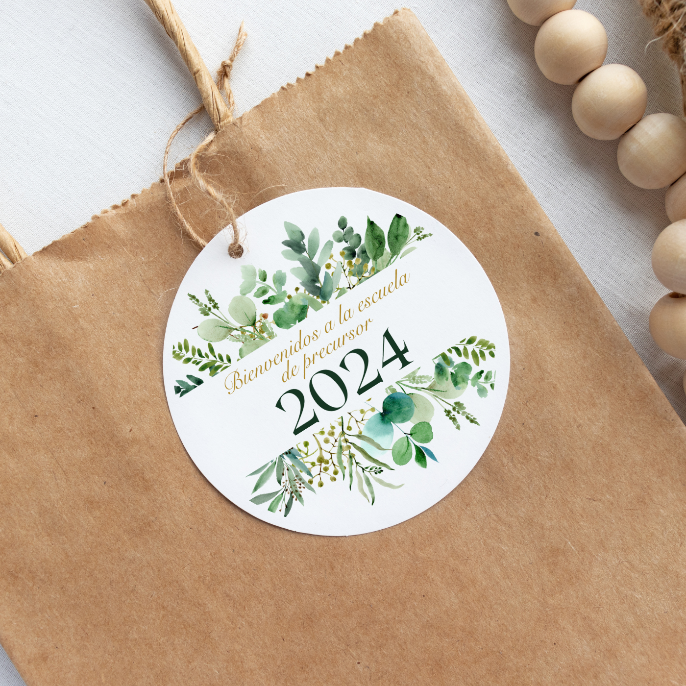 Pioneer Gift Tag, Stickers | Spanish, 2024 Pioneer School | Green Leaves