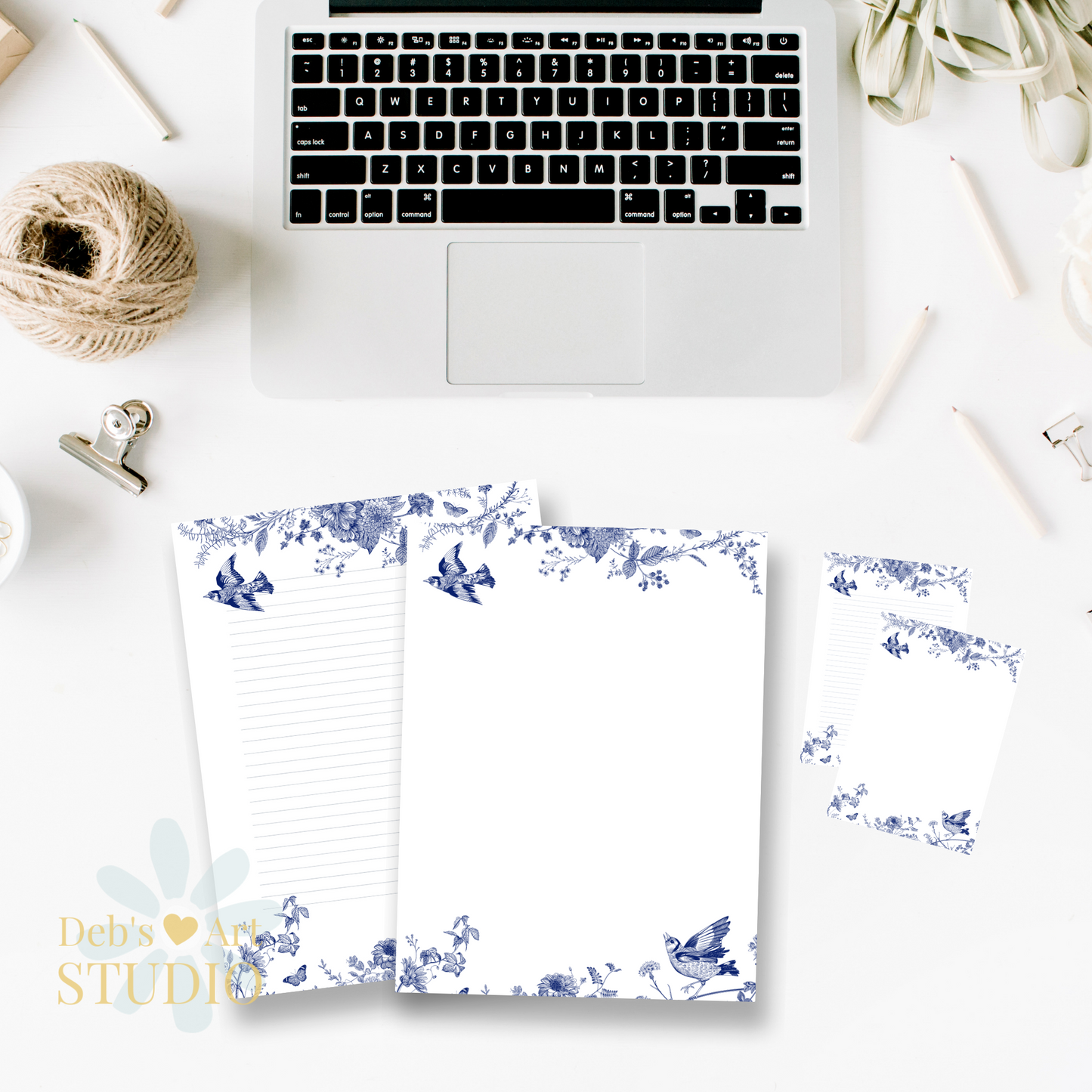 Letter Writing Paper | JW Printable | Letterheads | Blue Flowers