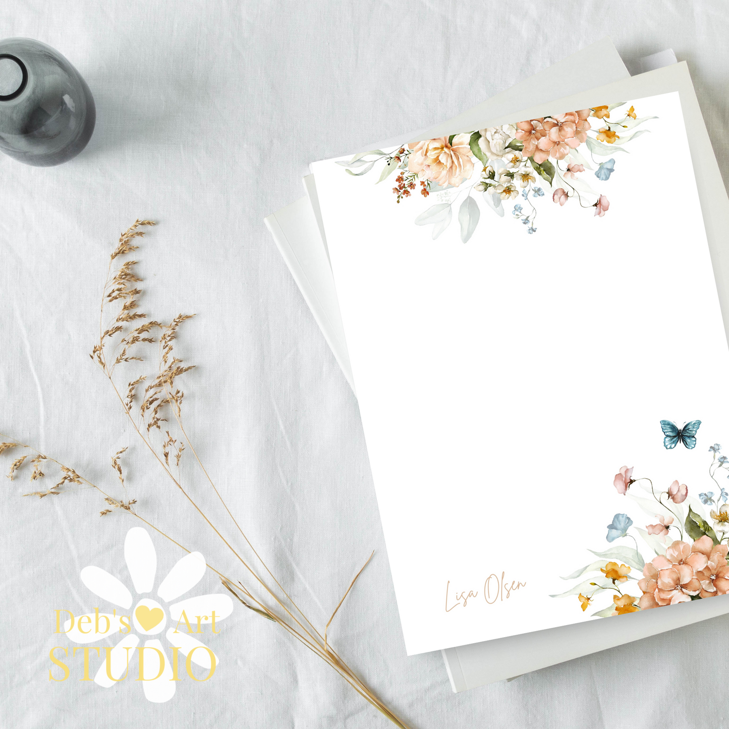 Personalised Stationery Editable Template | Butterfly Writing Paper