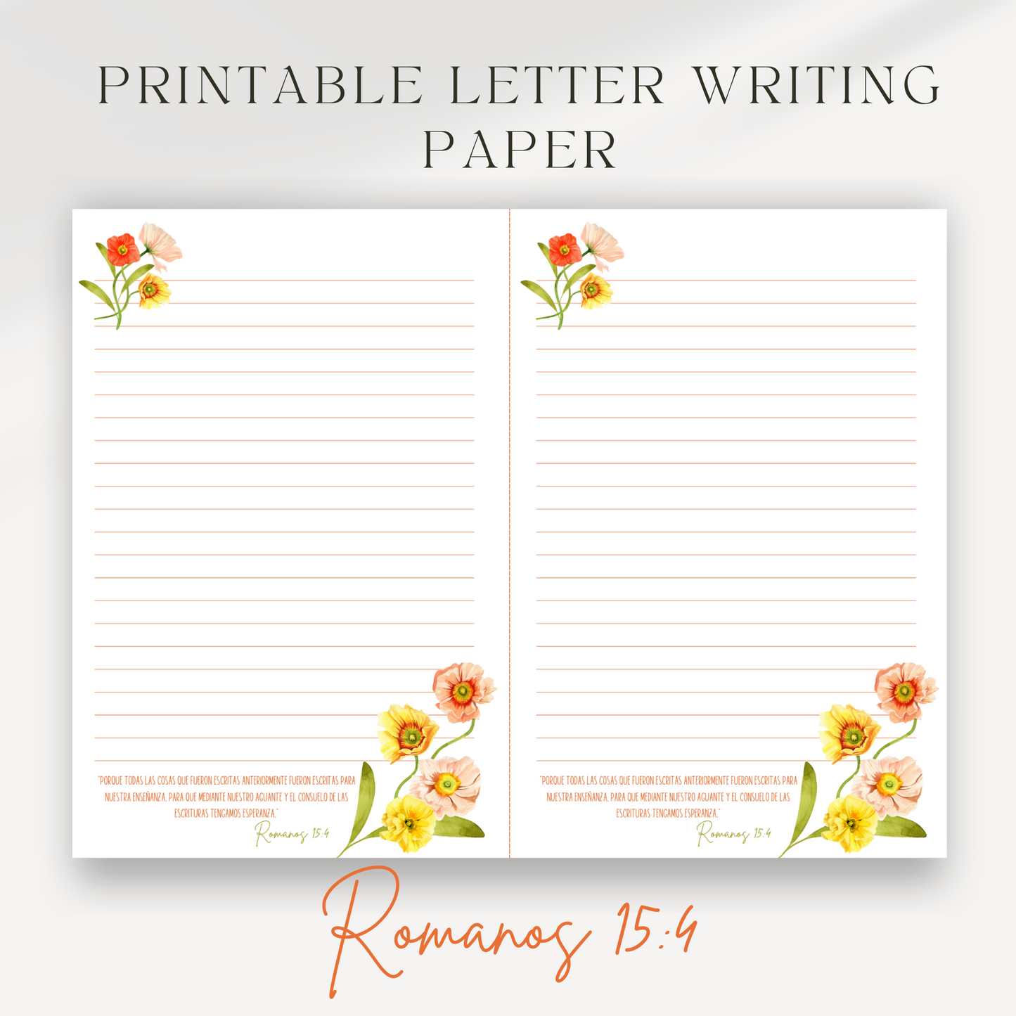 Romans 15:4, JW Letter Writing Paper | Spanish | Spring Boho Flowers