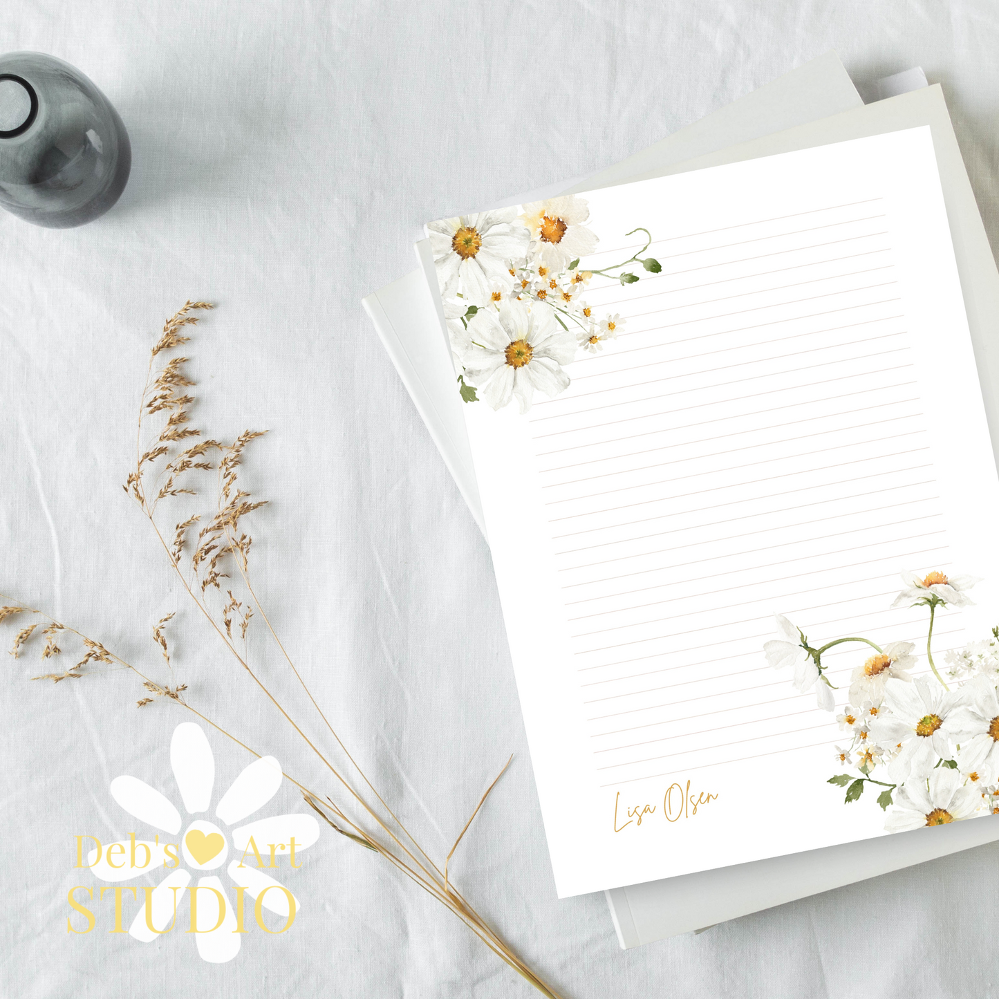 Personalised Stationery Editable Template | Daisy Writing Paper