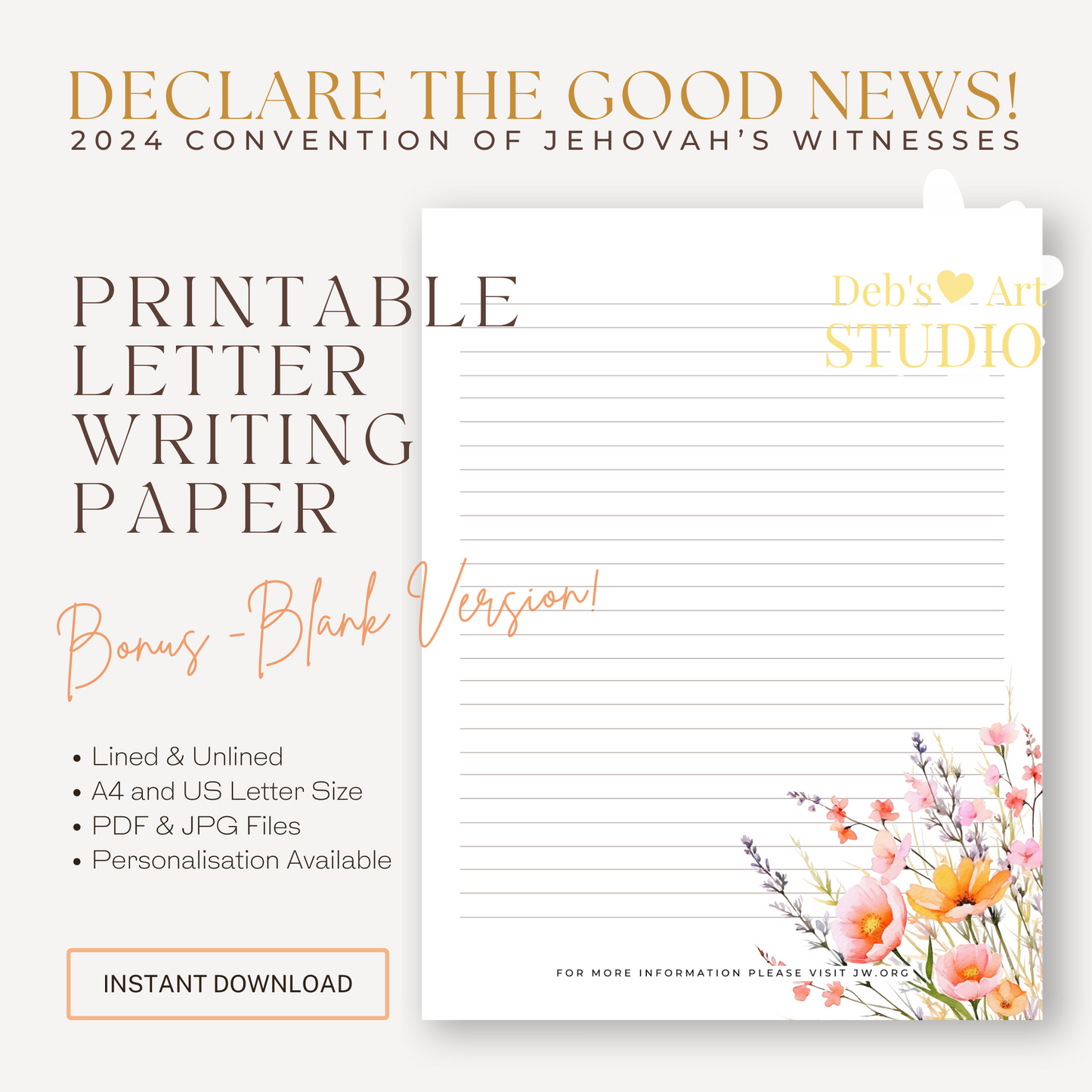 Good News 2024 Convention | JW Letter Writing | Peach Wildflowers