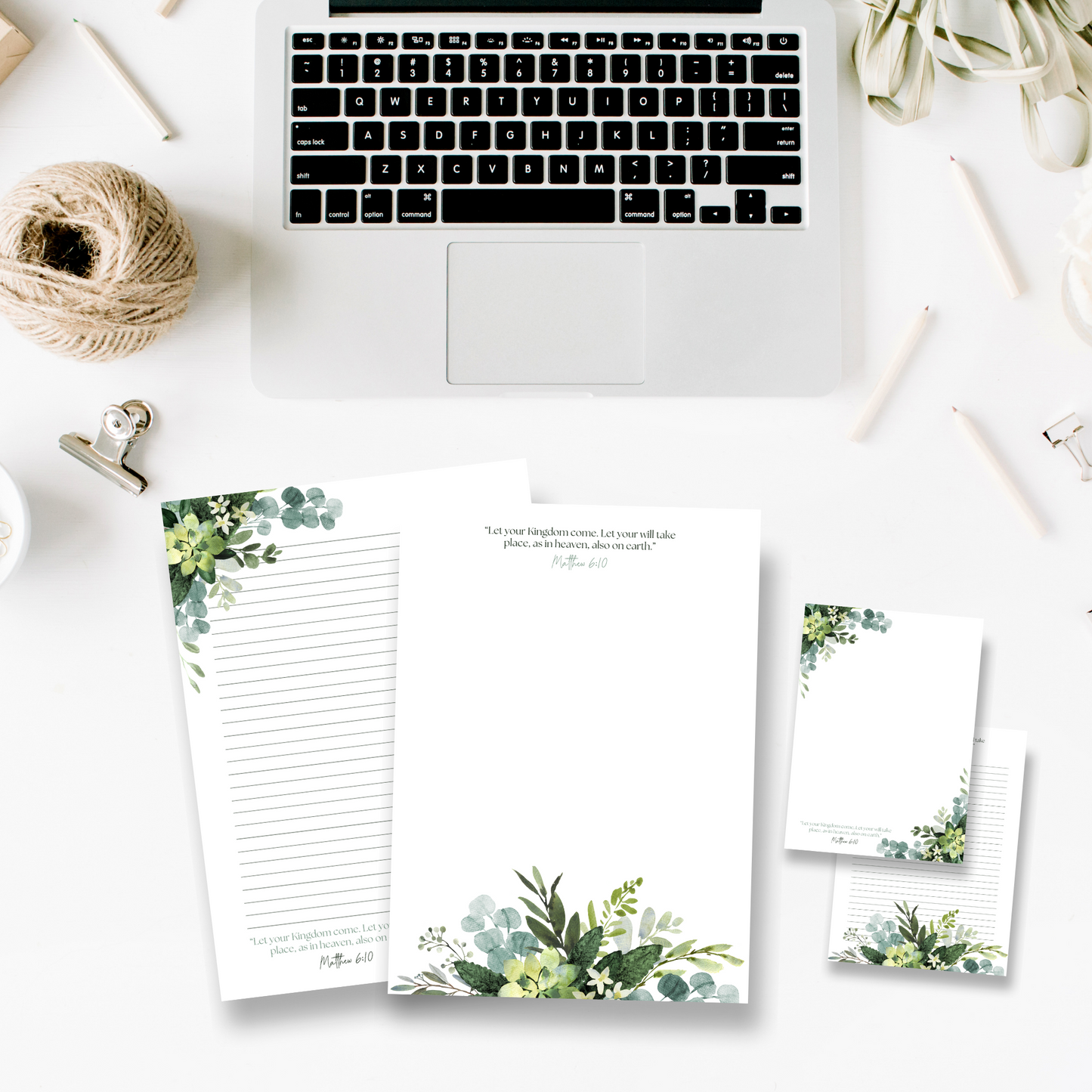 Matthew 6:10, JW Letter Writing Paper | Notepaper | Green Leaves