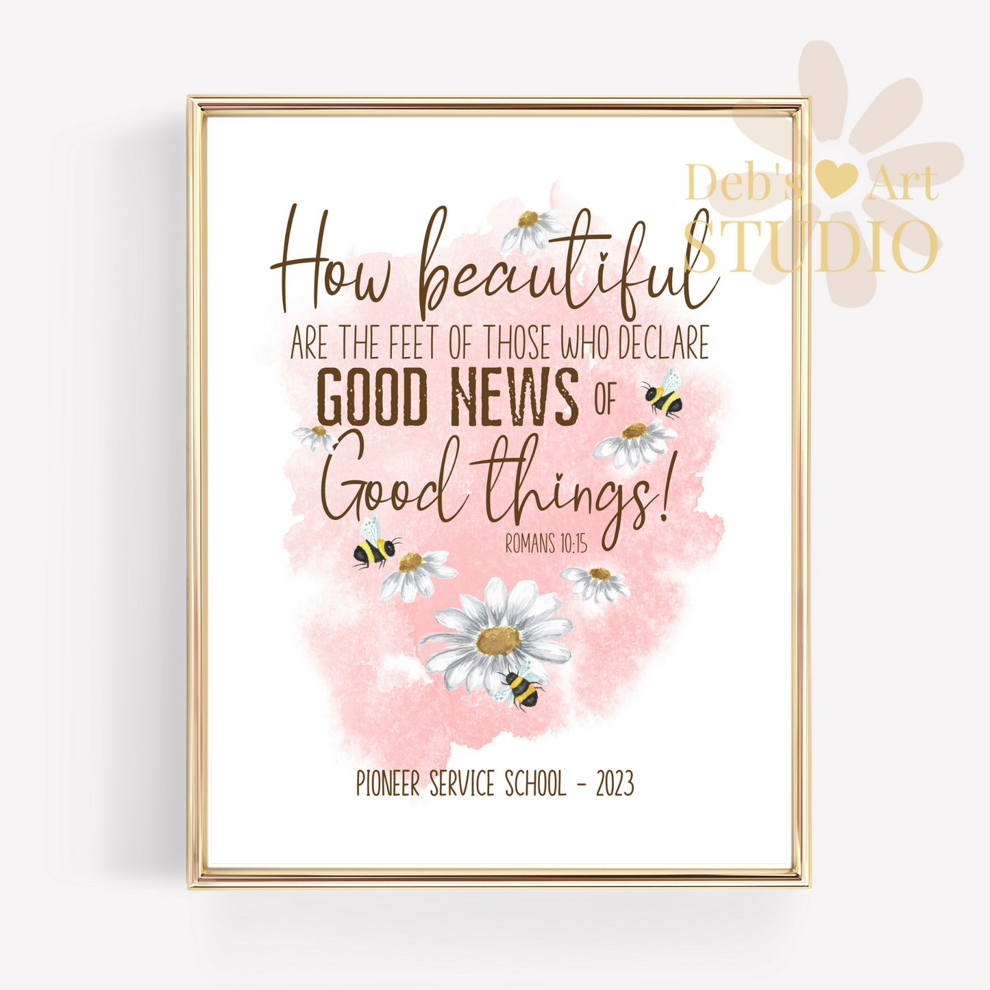 Romans 10:15, Bible Verse Wall Art | JW Pioneer Gifts | Pioneer School | Pink