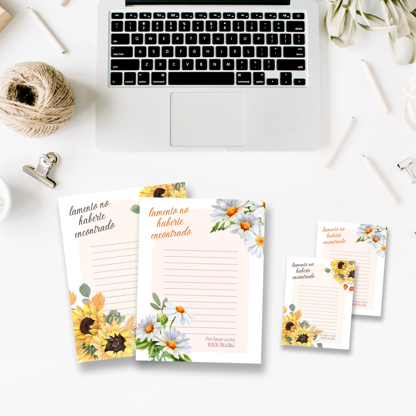 Spanish, Return Visit Notes | JW Letter Writing | Sunflower Print