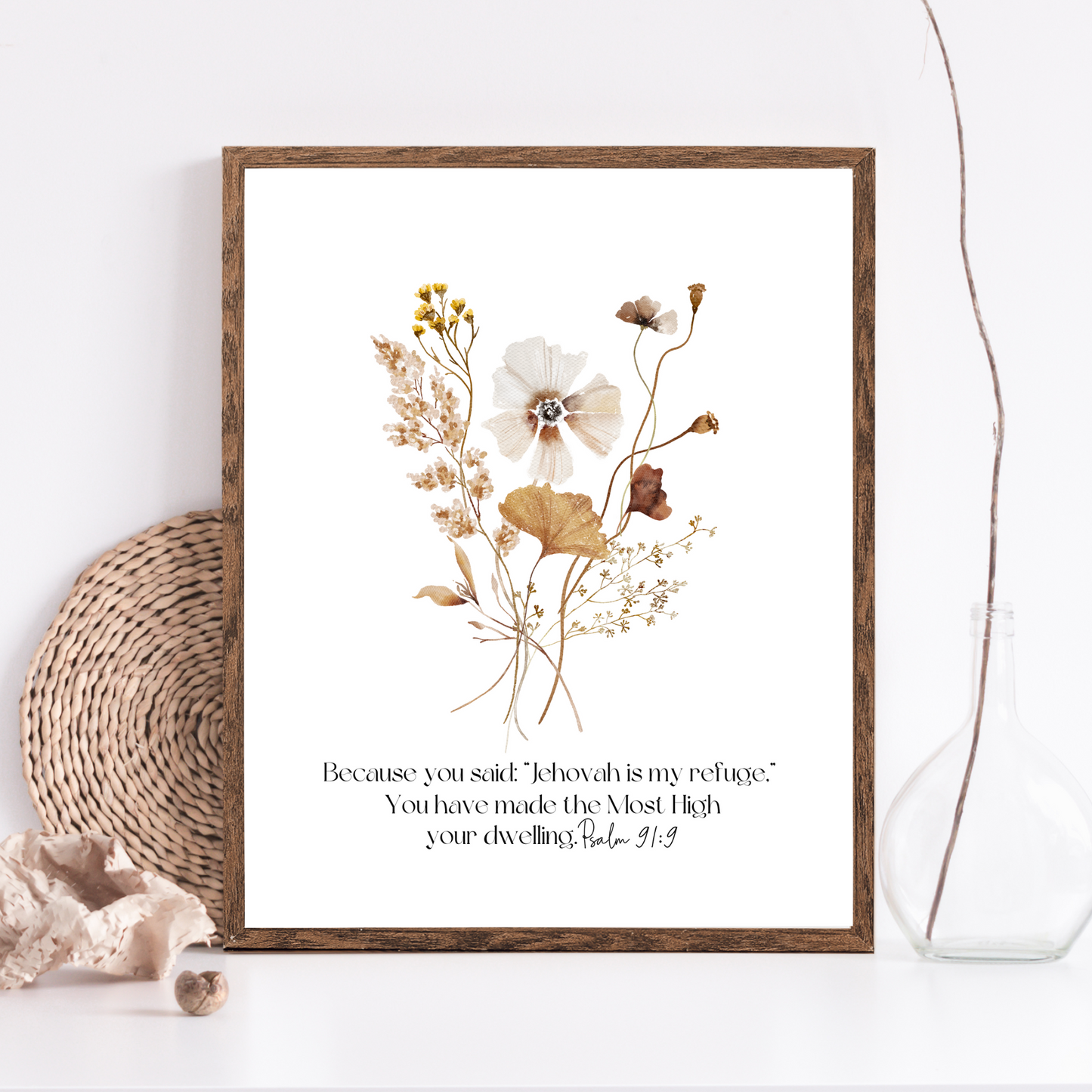 Psalm 91 Bible Verse Wall Art | Botanical Wall Art | Set of 3 Prints