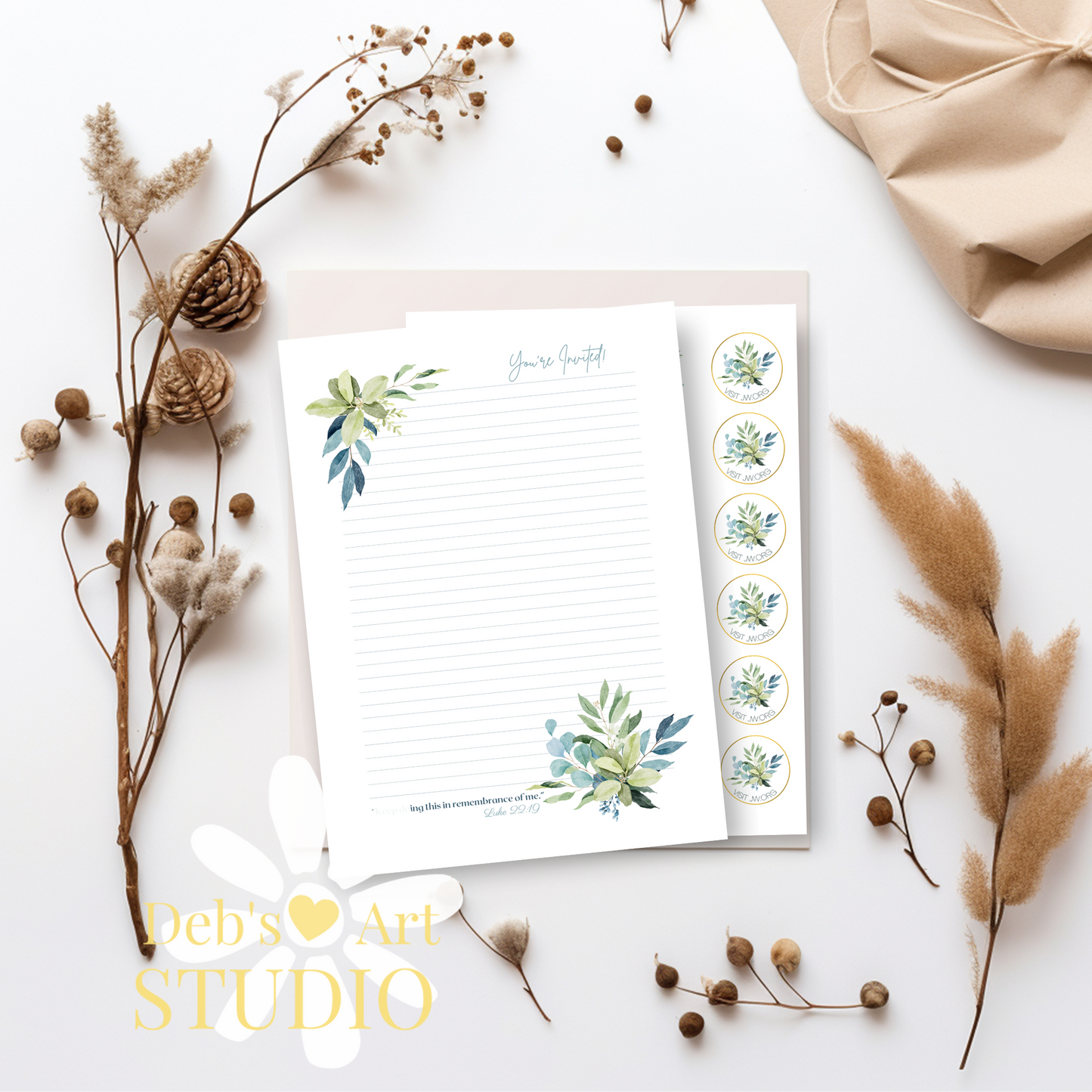 Memorial | Envelope Stickers | JW Letter Writing | Eucalyptus Leaves