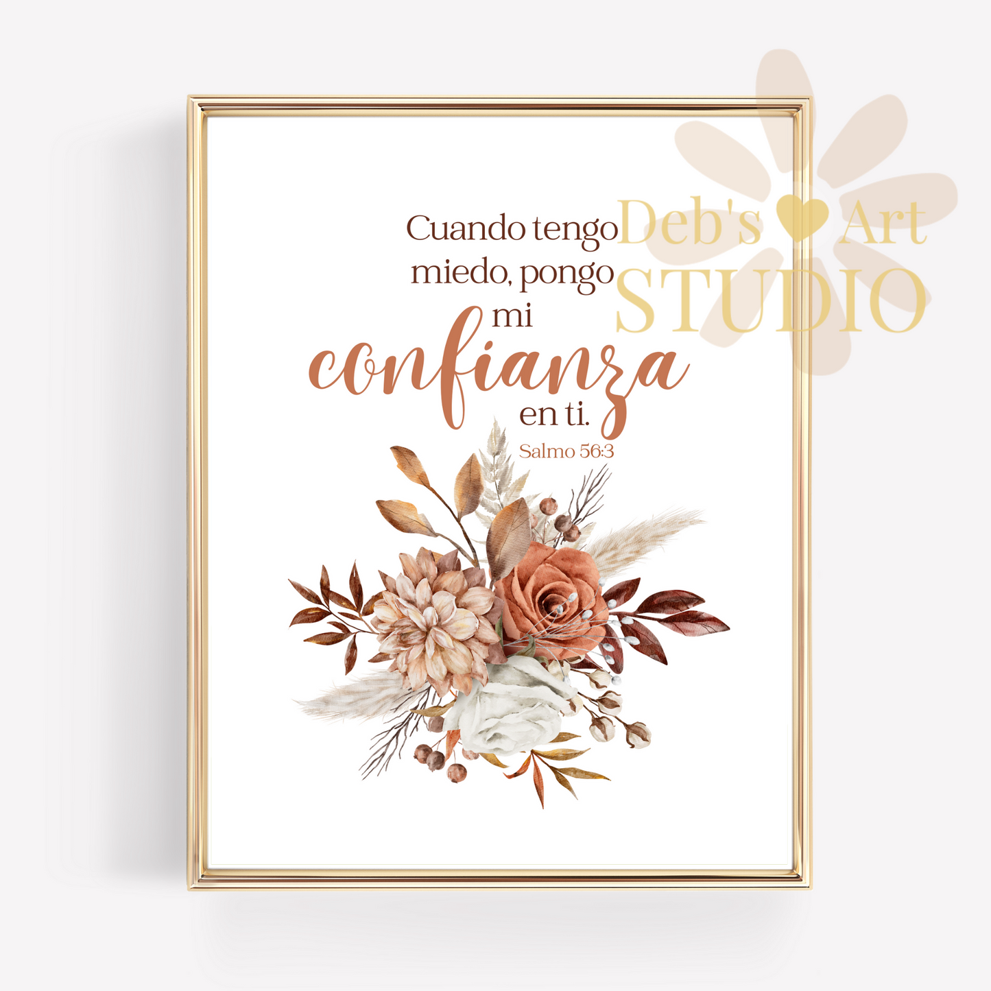 2024 JW Year Text - Spanish Bible Verse Wall Art | Salmo 56:3 | Boho Dried Flowers