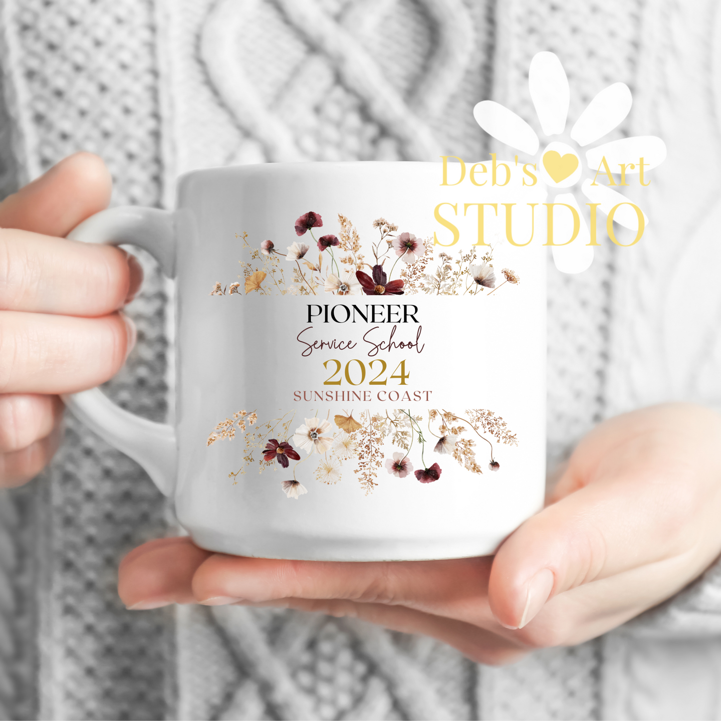 Pioneer School Mug Design - Editable | JW Pioneer Gifts | Boho Flowers