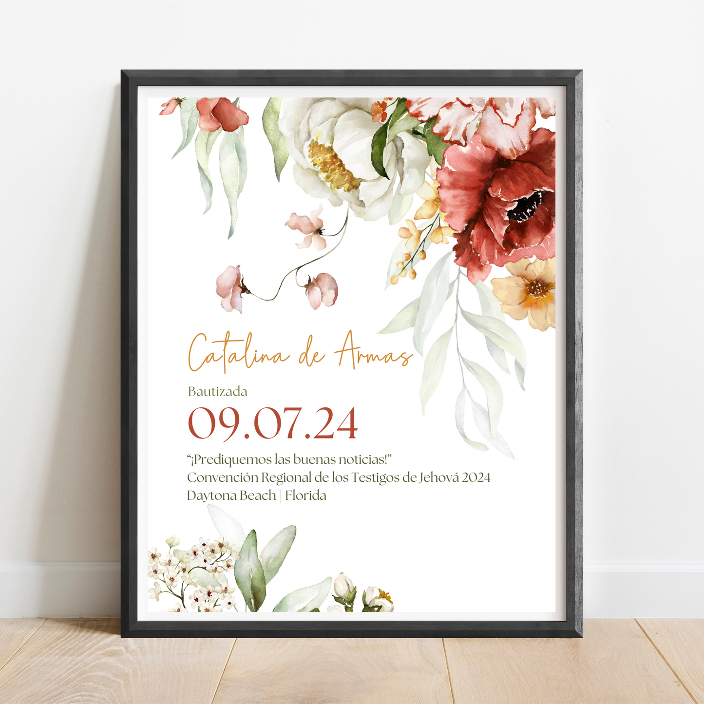 JW Baptism Gift | Baptism Keepsake | Cascading Floral | Spanish