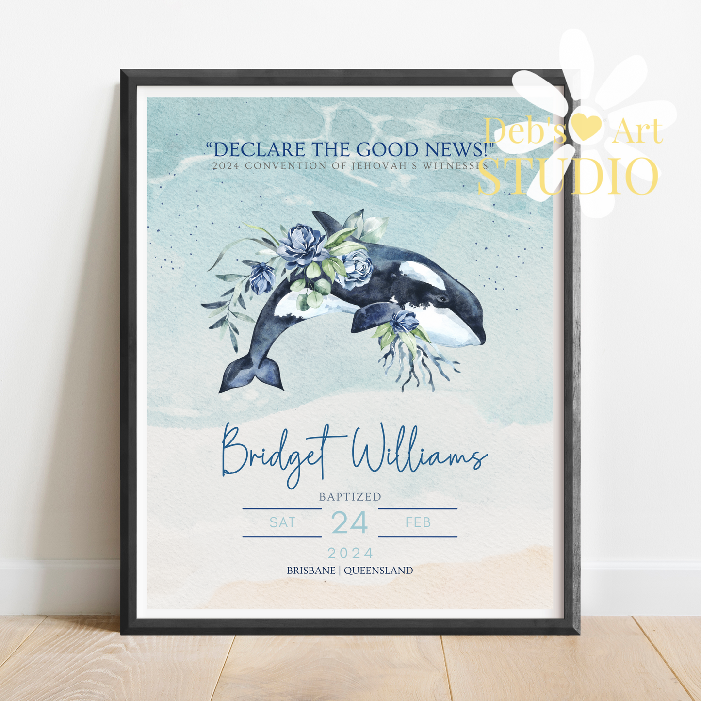 JW Baptism Gift | Baptism Keepsake | Ocean Fauna, Flora | Customisable