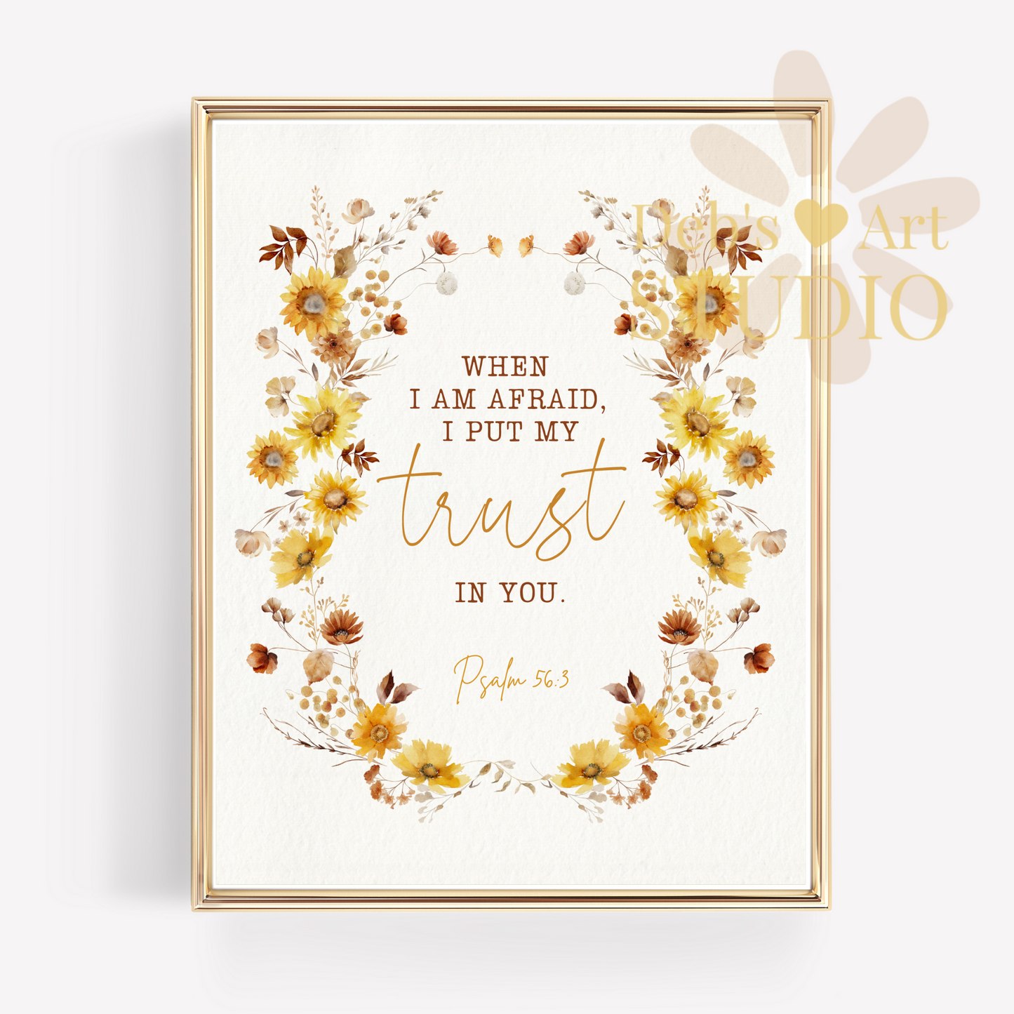 2024 JW Year Text - Bible Verse Wall Art | Psalm 56:3 | Boho Sunflowers