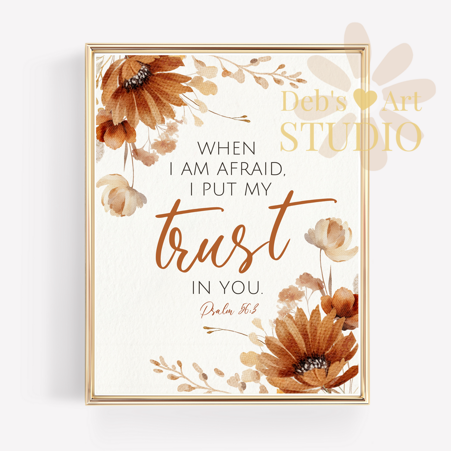 2024 JW Year Text - Bible Verse Wall Art | Psalm 56:3 | Autumn Boho Flowers