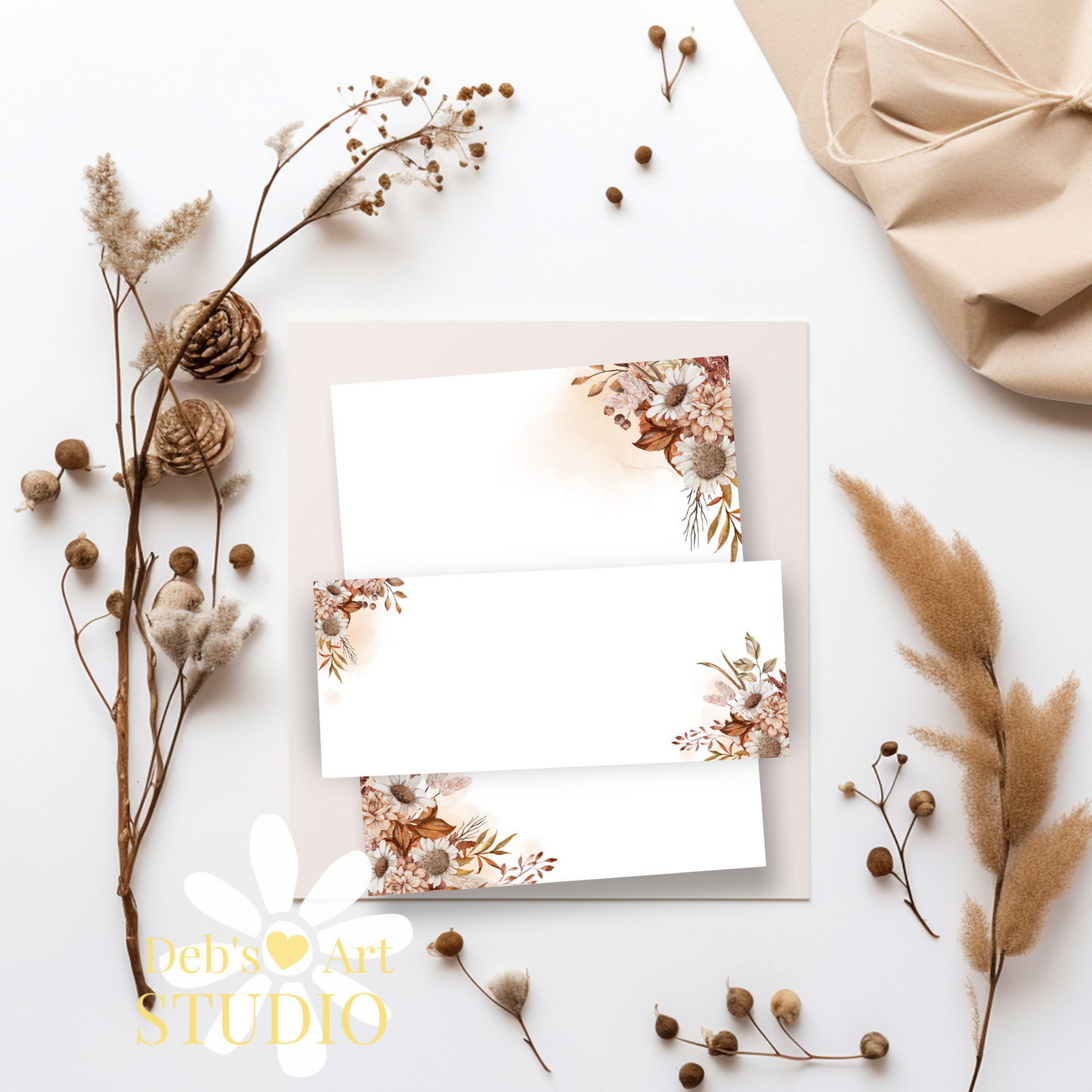 Letter Writing Paper | JW Printable | Letterheads, Autumn Boho Flowers