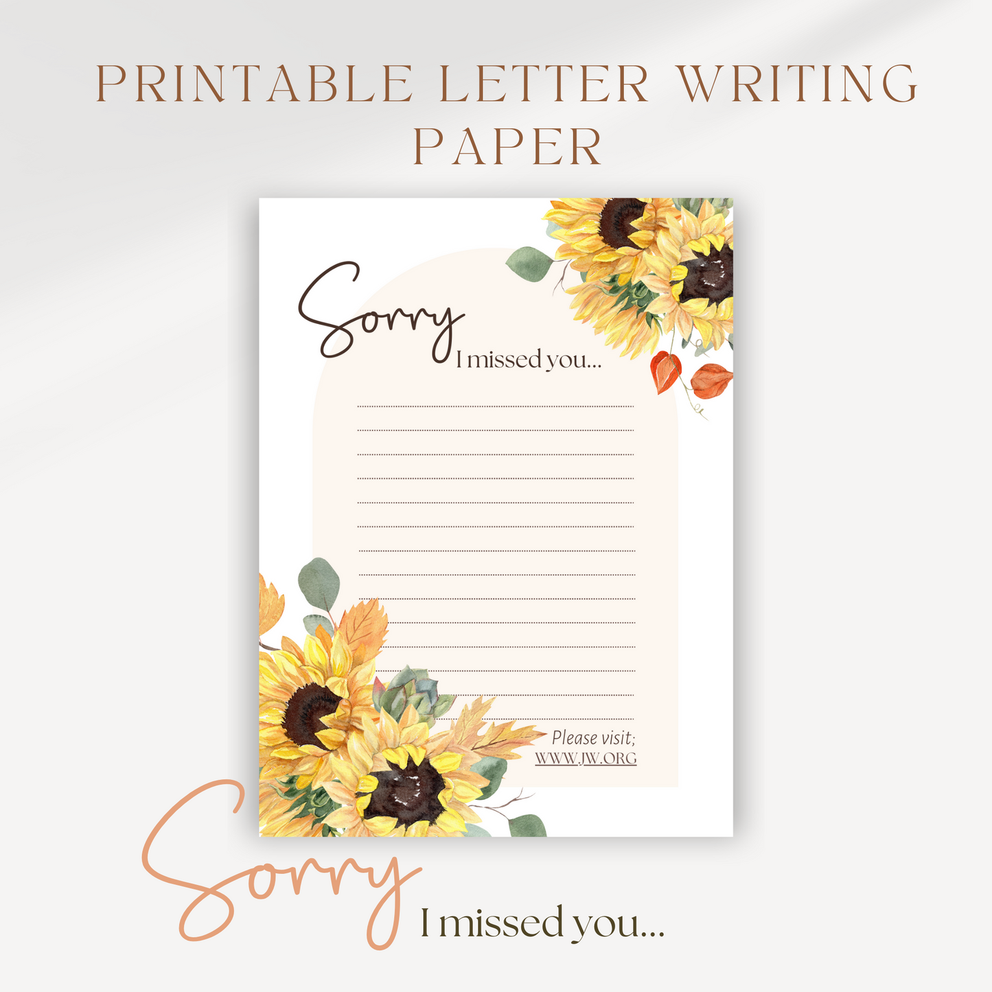 Printable Return Visit Notes | Sorry I Missed You | Sunflowers Print