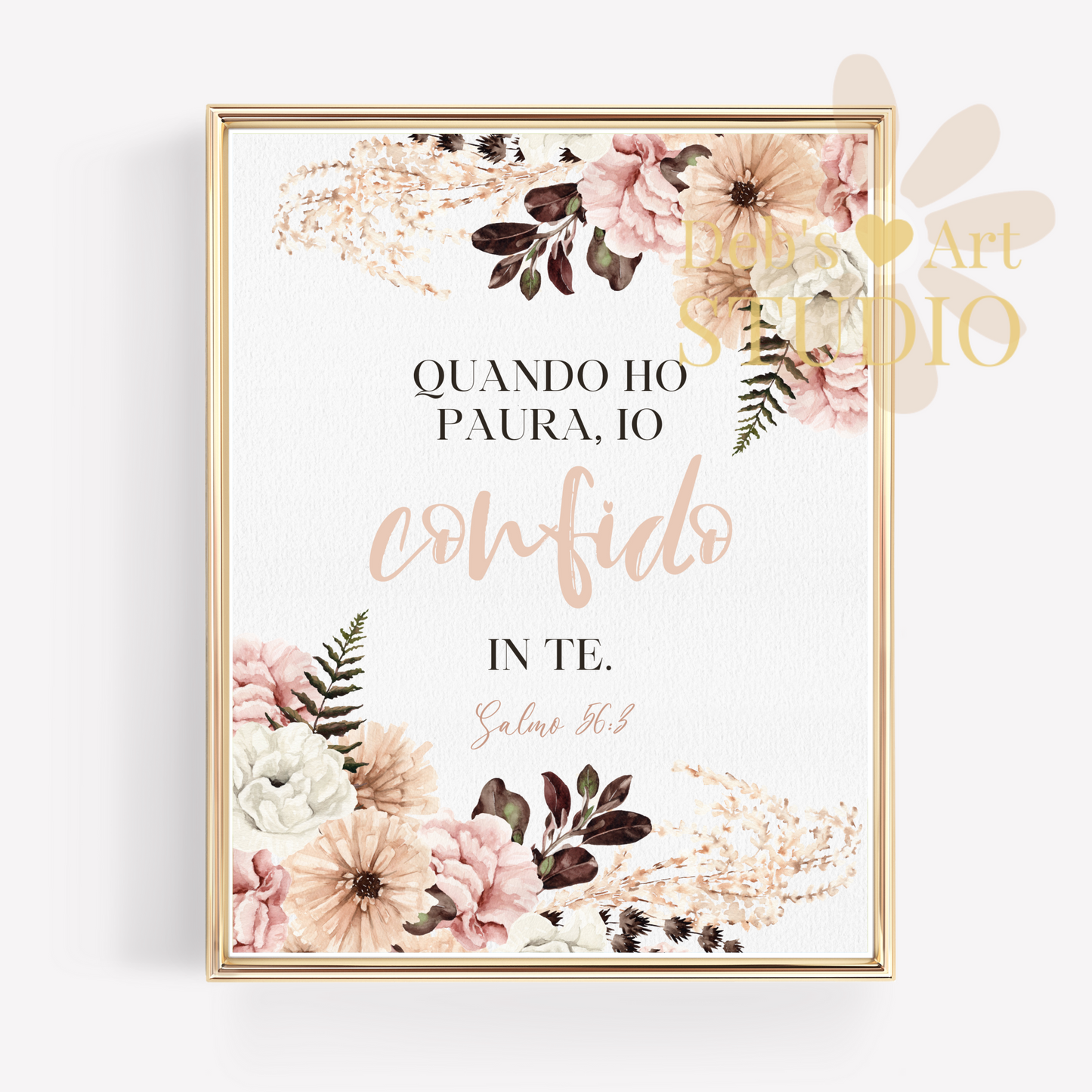 2024 JW Year Text - Wall Art | Psalm 56:3 | Italian | Pink Flowers