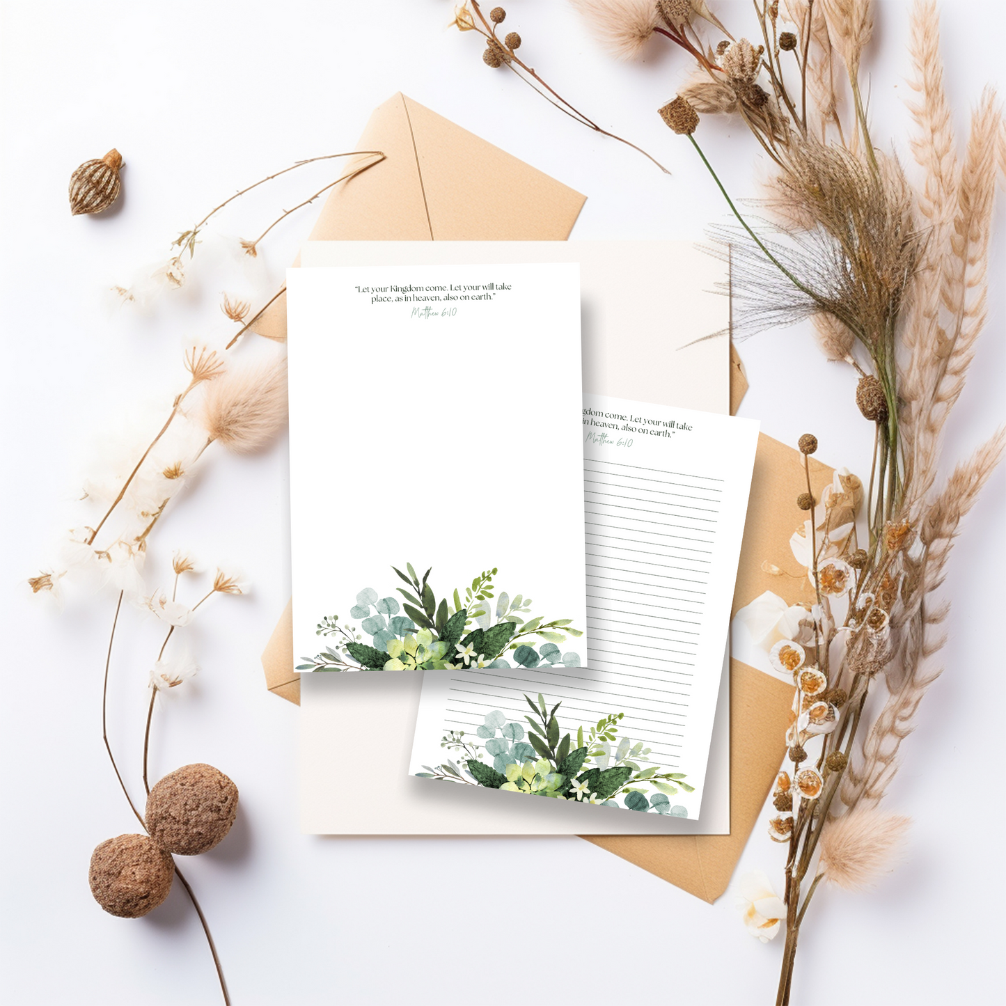 Matthew 6:10, JW Letter Writing Paper | Notepaper | Green Leaves