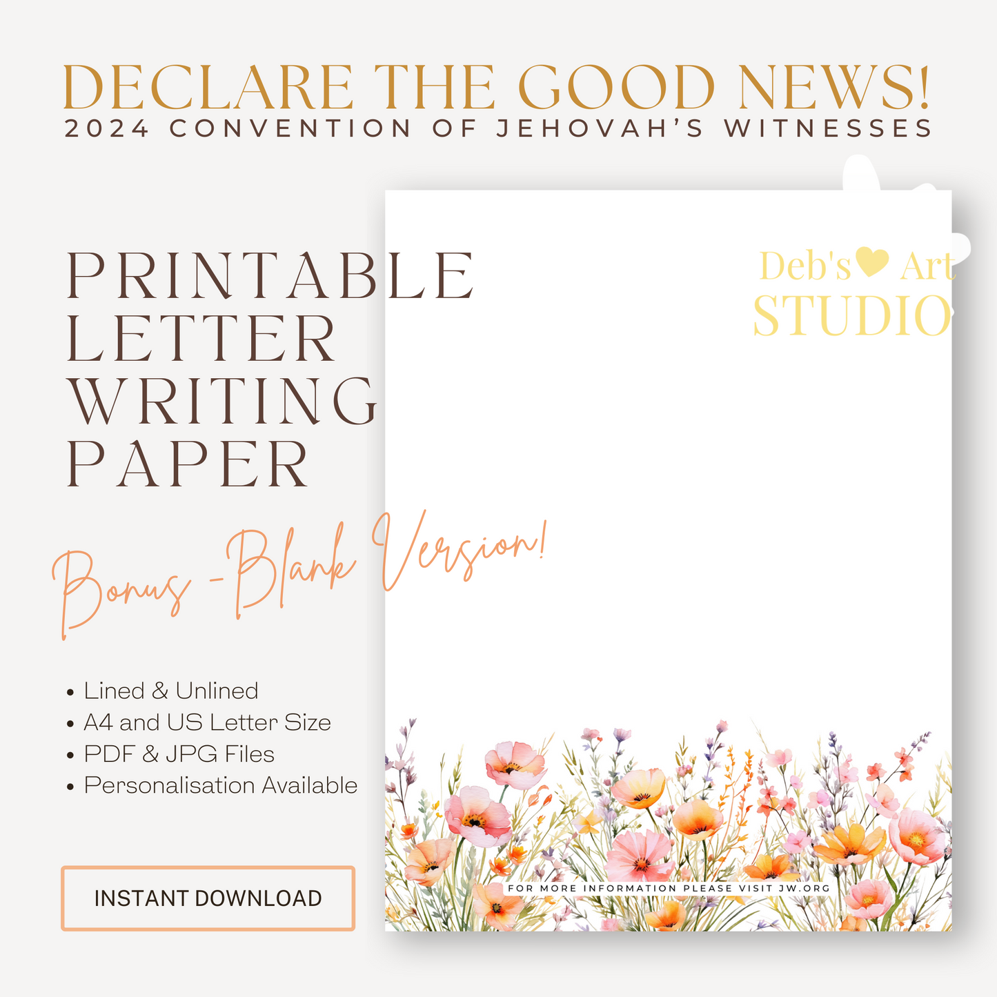 Good News 2024 Convention | JW Letter Writing | Peach Wildflowers