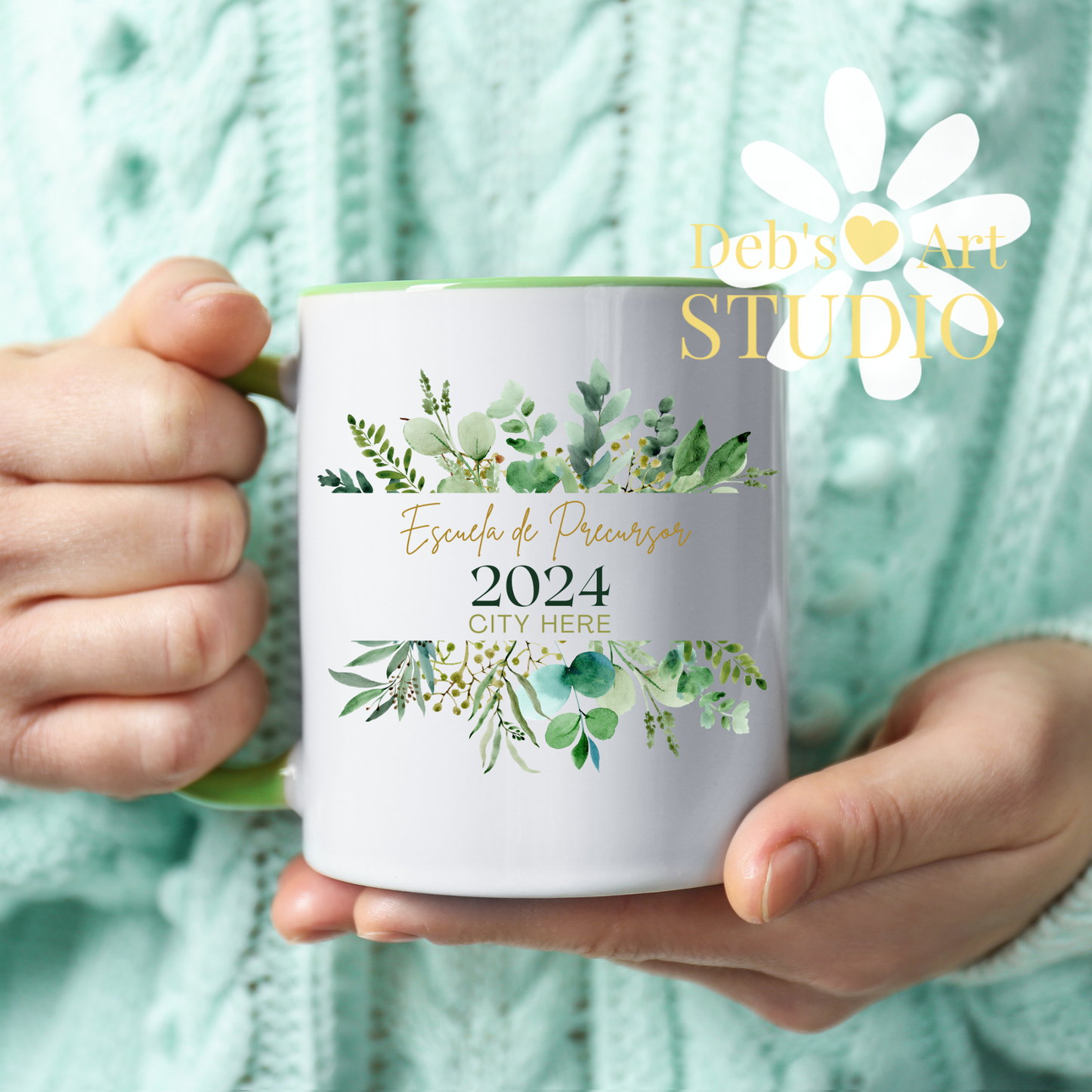 Spanish, Pioneer School Mug Design - Editable | JW Pioneer Gift | Leaf