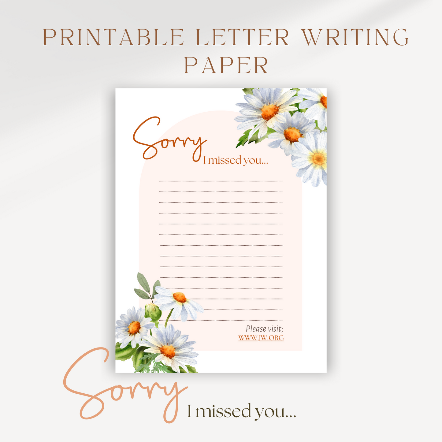 Printable Return Visit Notes | Sorry I Missed You | Sunflowers Print