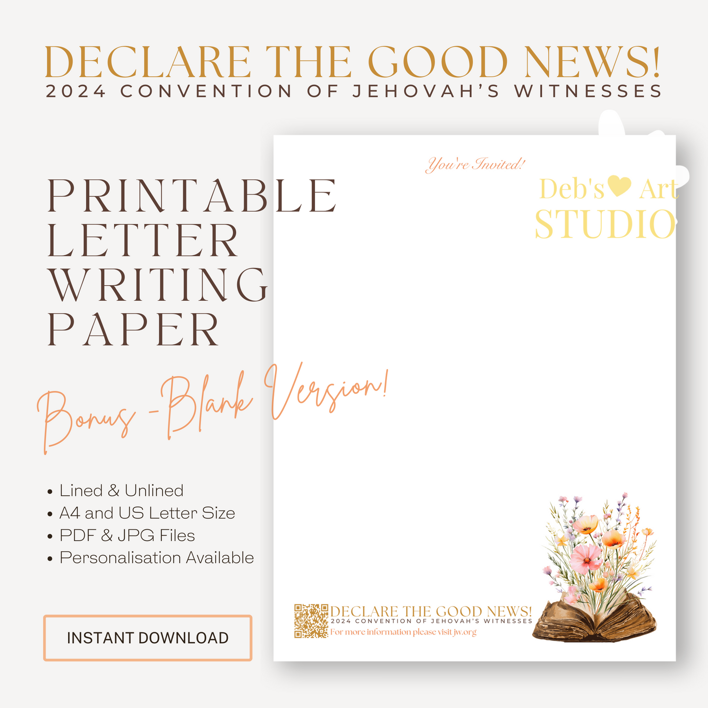 Good News 2024 Convention | JW Letter Writing | Bible & Peach Flowers