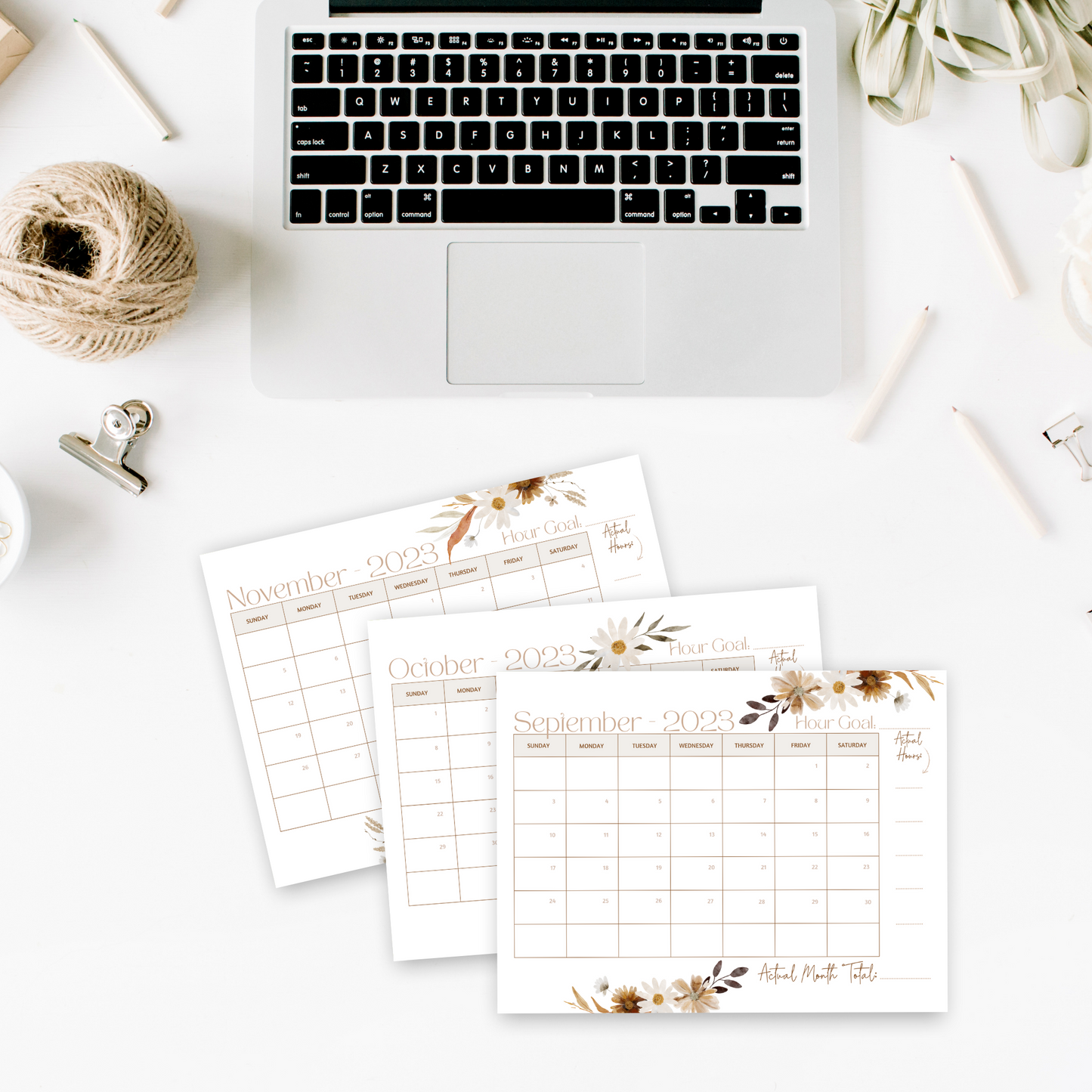 JW Calendar 2024 Service Year  | Printable Planner | JW Printable | Fall Flowers