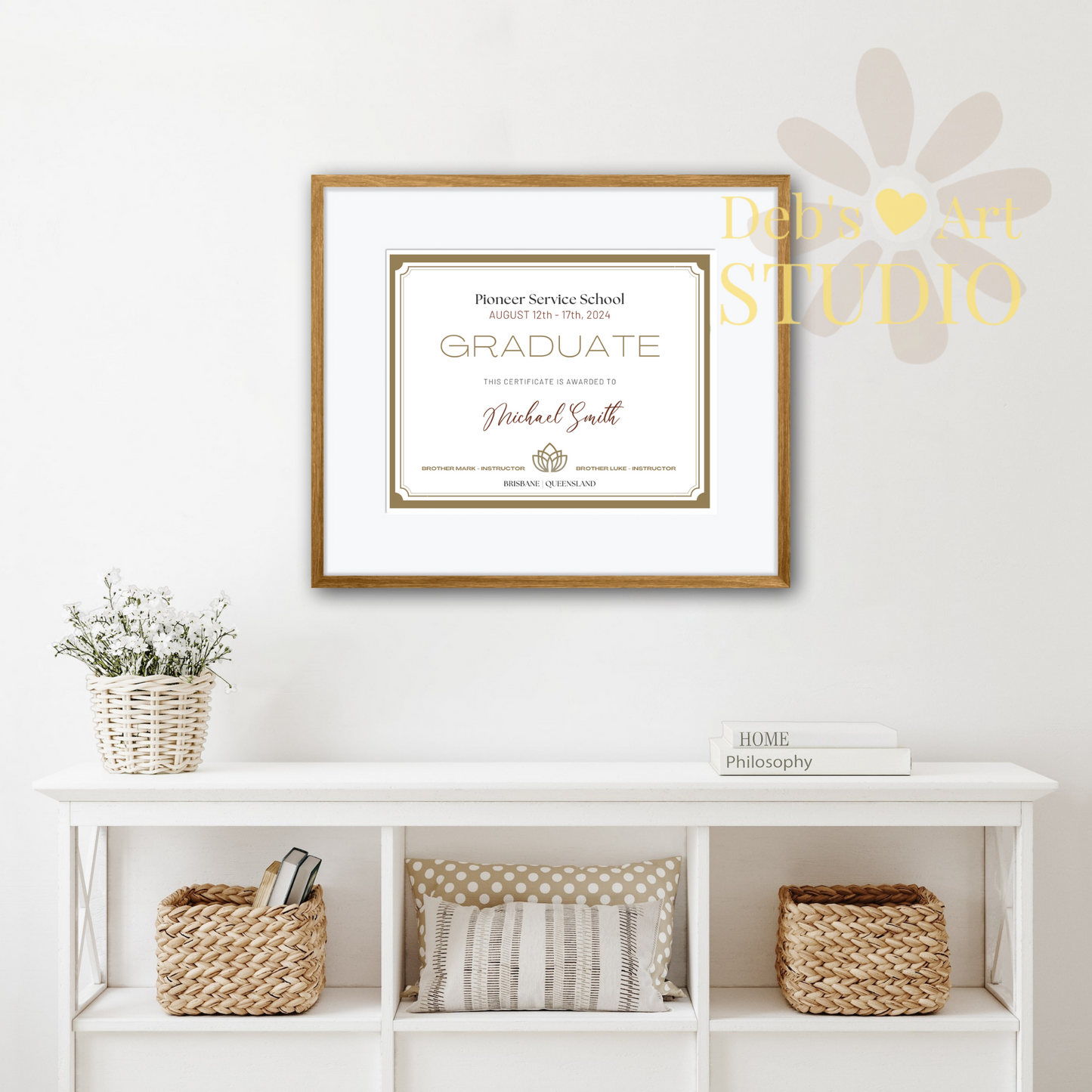 Custom Pioneer School Certificate | Gold Border | JW Pioneer Gifts