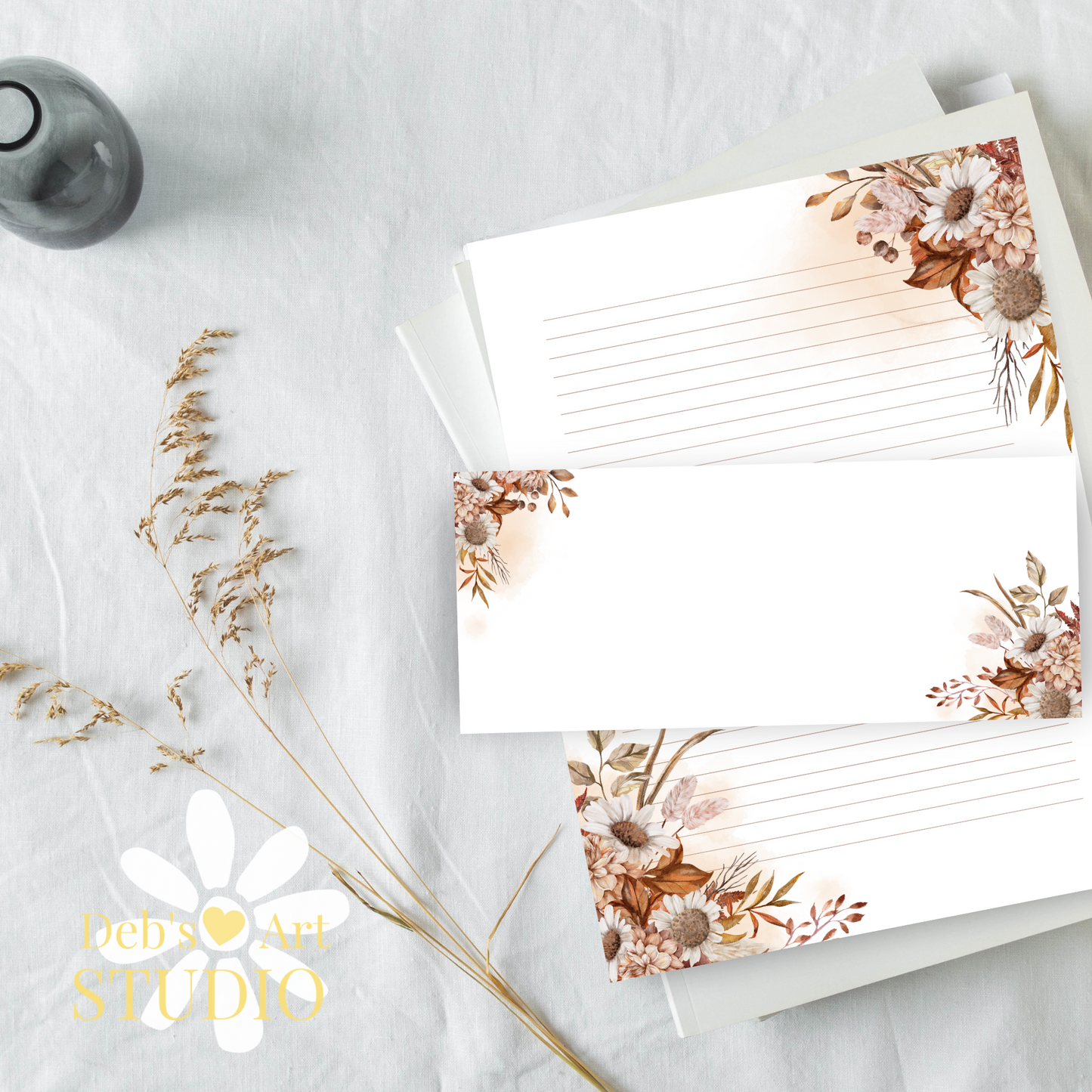 Letter Writing Paper | JW Printable | Letterheads, Autumn Boho Flowers