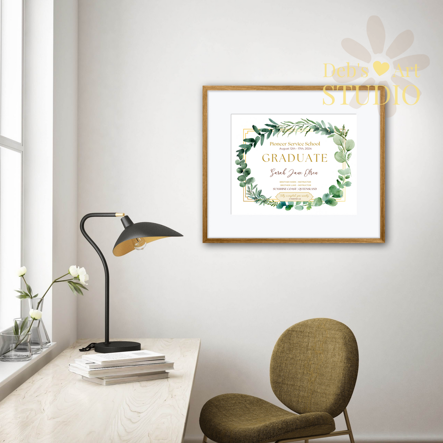 Custom Pioneer School Certificate | Green Leaves | JW Pioneer Gifts