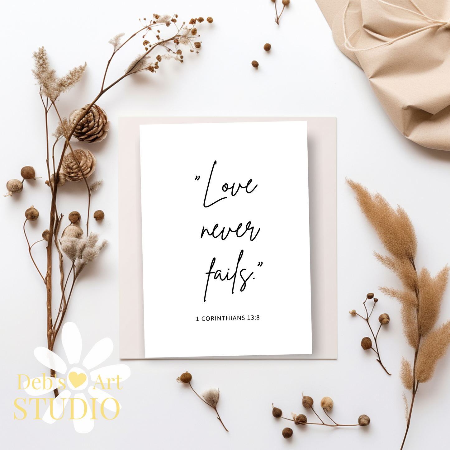 Love Never Fails, Bible Verse Wall Art | 1 Corinthians 13:8 | JW Gift