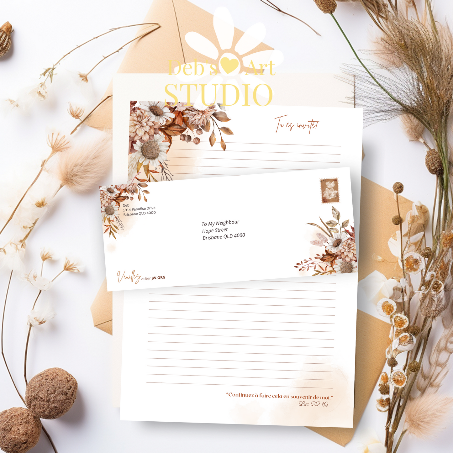 Visit jw.org, French, Envelope Stickers, Memorial Invite, Autumn Boho