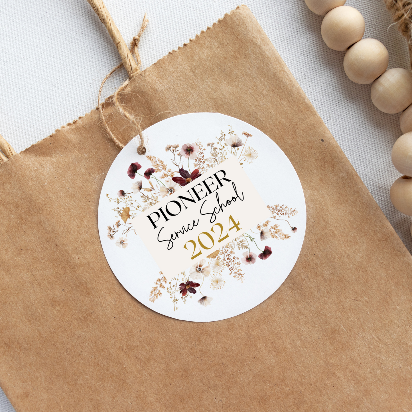 Pioneer Gift Tag, Stickers | 2024 Pioneer School | Boho Wildflowers