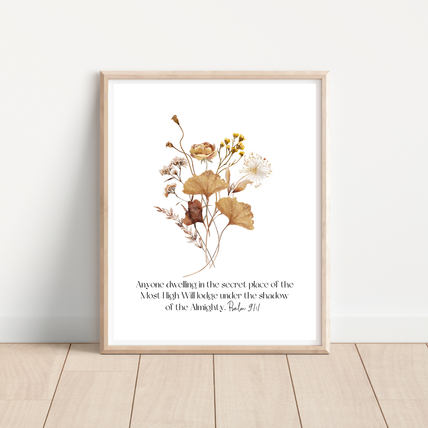 Psalm 91 Bible Verse Wall Art | Botanical Wall Art | Set of 3 Prints