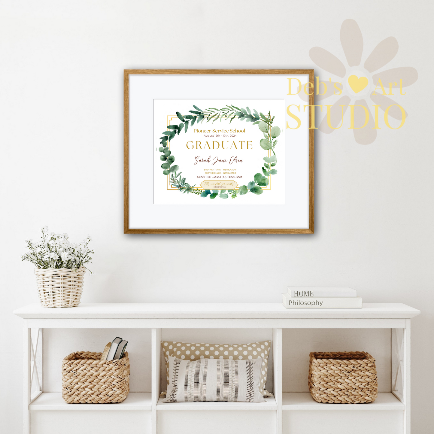 Custom Pioneer School Certificate | Green Leaves | JW Pioneer Gifts