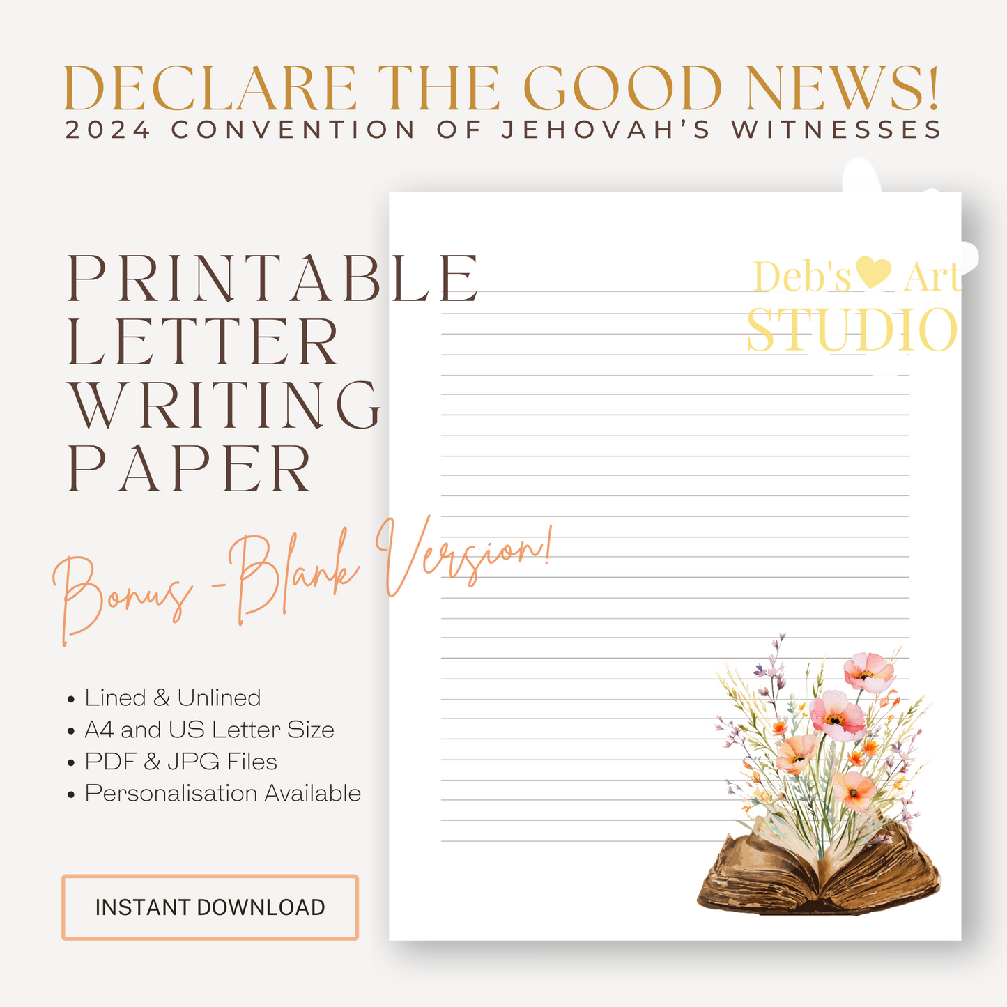 Good News 2024 Convention | JW Letter Writing | Bible & Peach Flowers