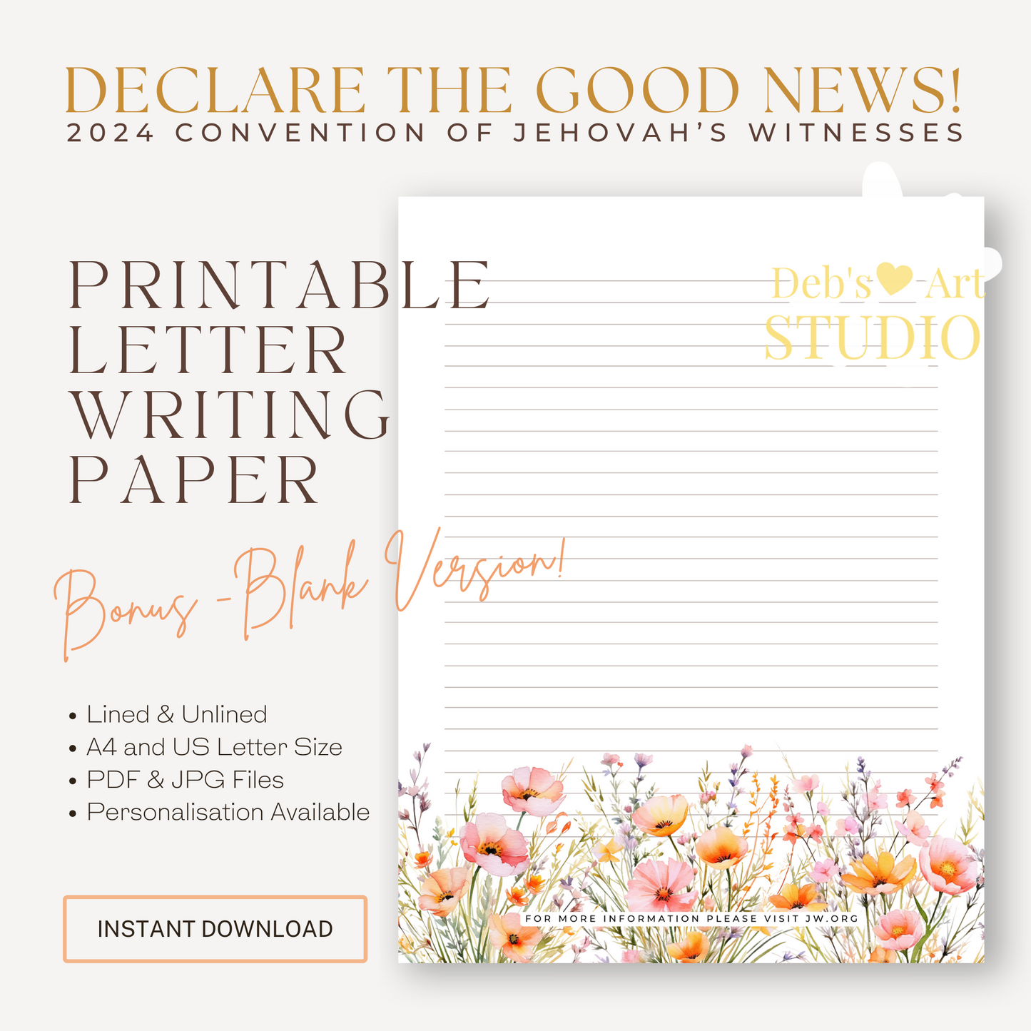 Good News 2024 Convention | JW Letter Writing | Peach Wildflowers