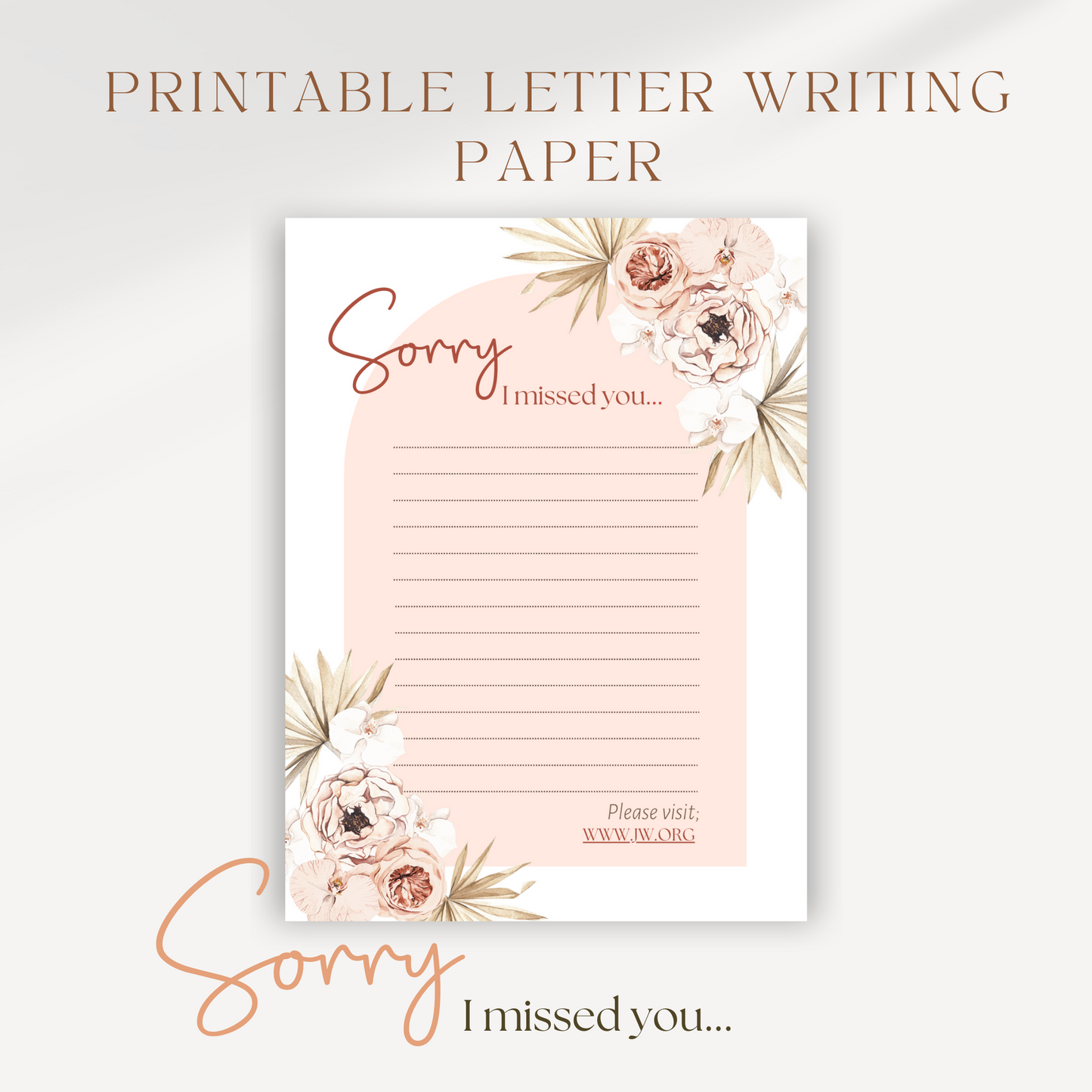 Printable Return Visit Notes | Sorry I Missed You | Sunflowers Print