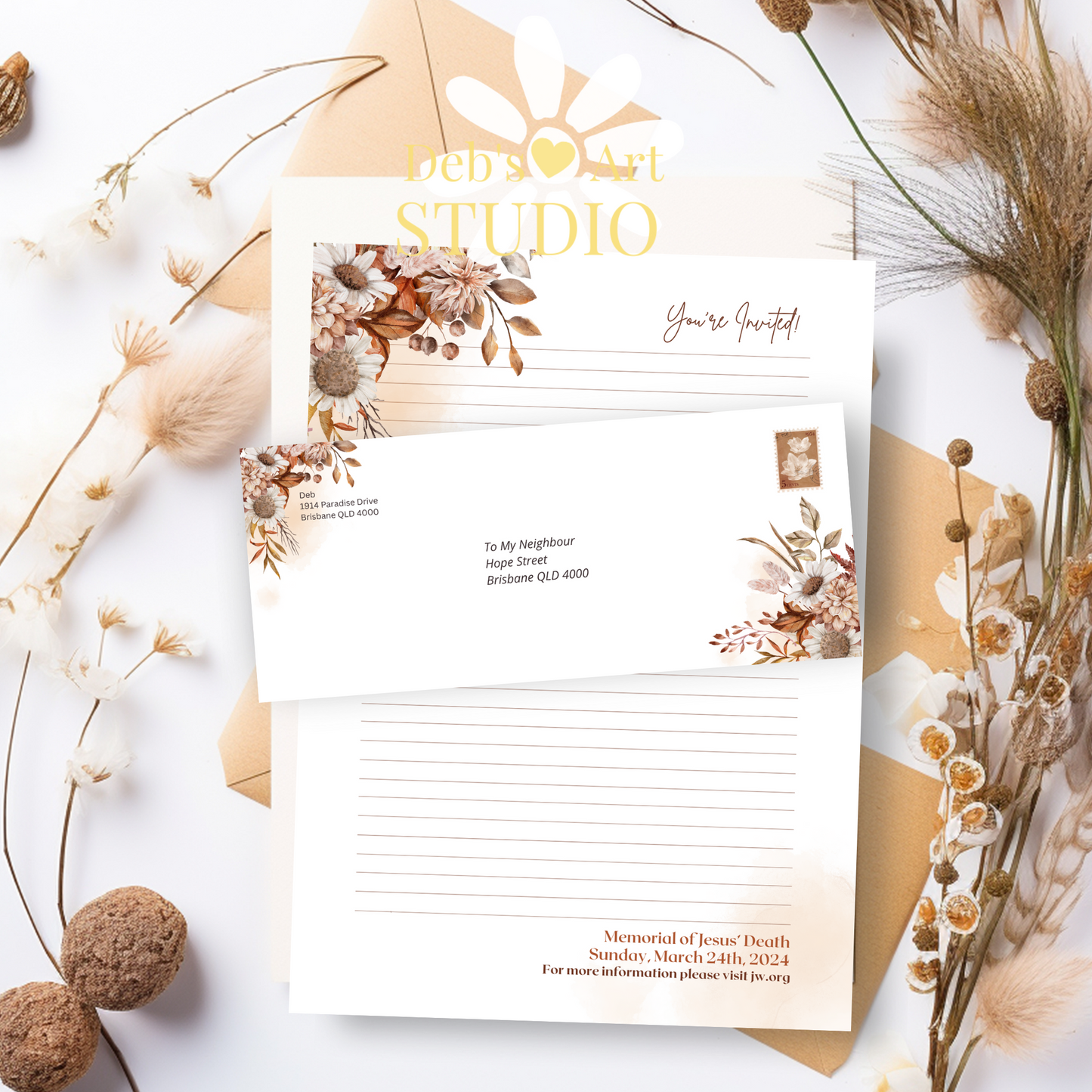 Visit jw.org, JW Envelope Stickers, Memorial Invite, Autumn Boho