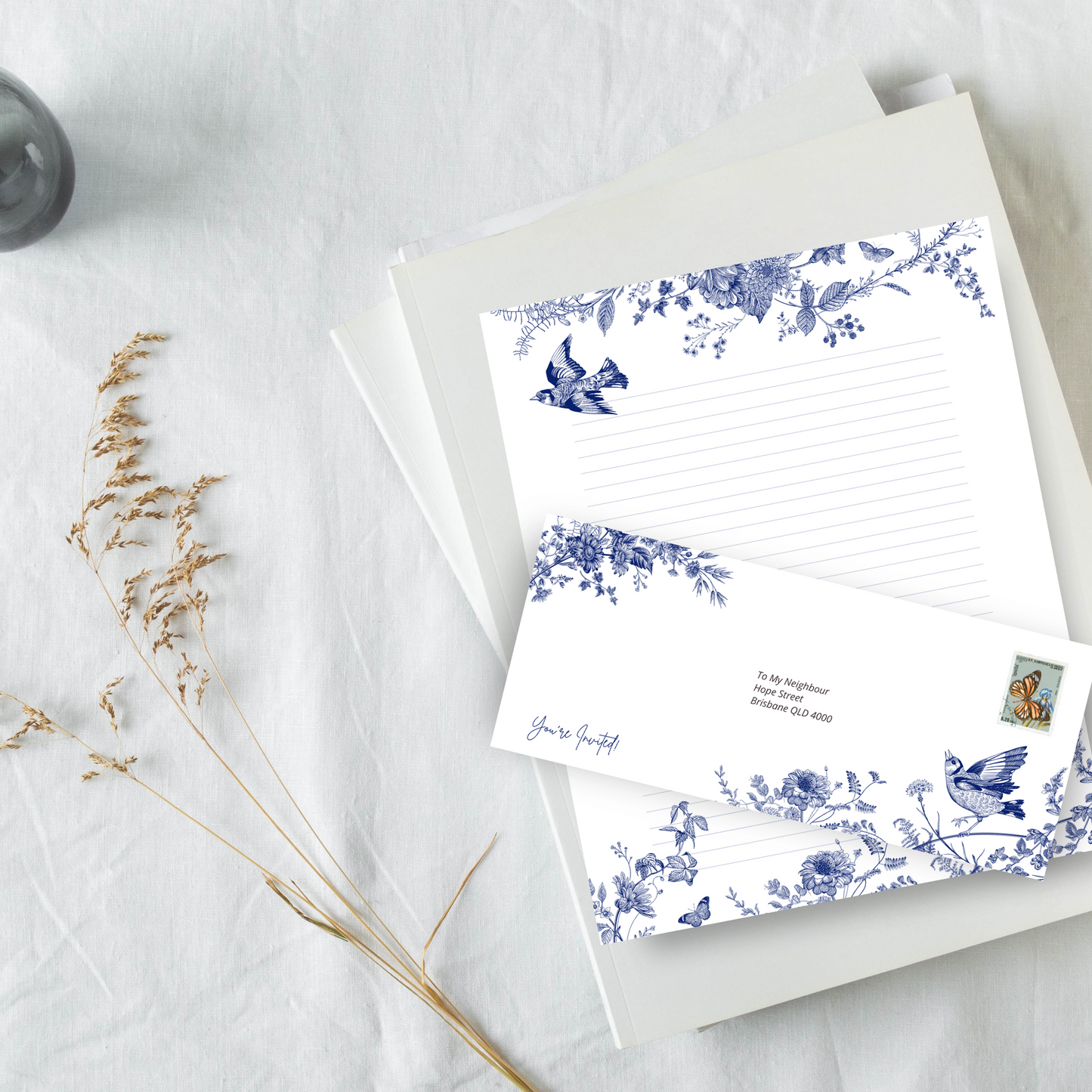 Visit jw.org, JW Envelopes | JW Letter Writing | Blue & White Flowers